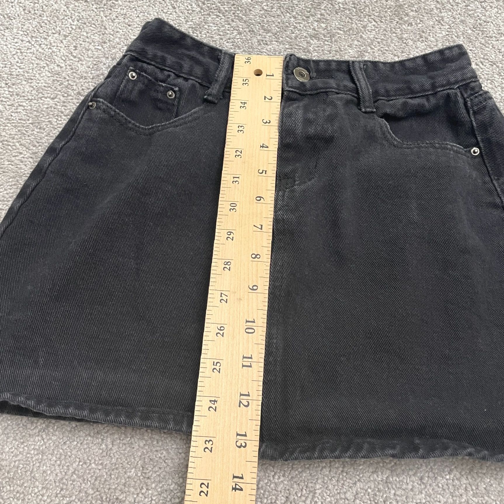 Denime Unbranded Denim Skirt Womens Short A-Line High Rise Black Dark Wash Mini 26 in Waist Pockets Casual Comfort Cotton Spandex Regular Size M Size 32" / US 10 / IT 46 - 5 Thumbnail