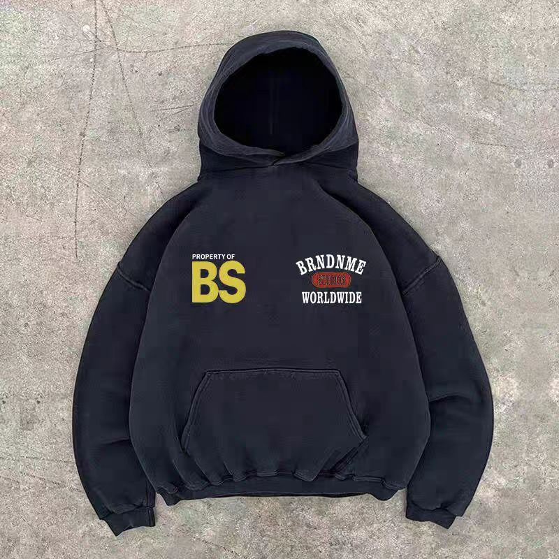 Japanese Brand × Vintage Black washed street retro print loose hoodie Size US L / EU 52-54 / 3 - 2 Thumbnail
