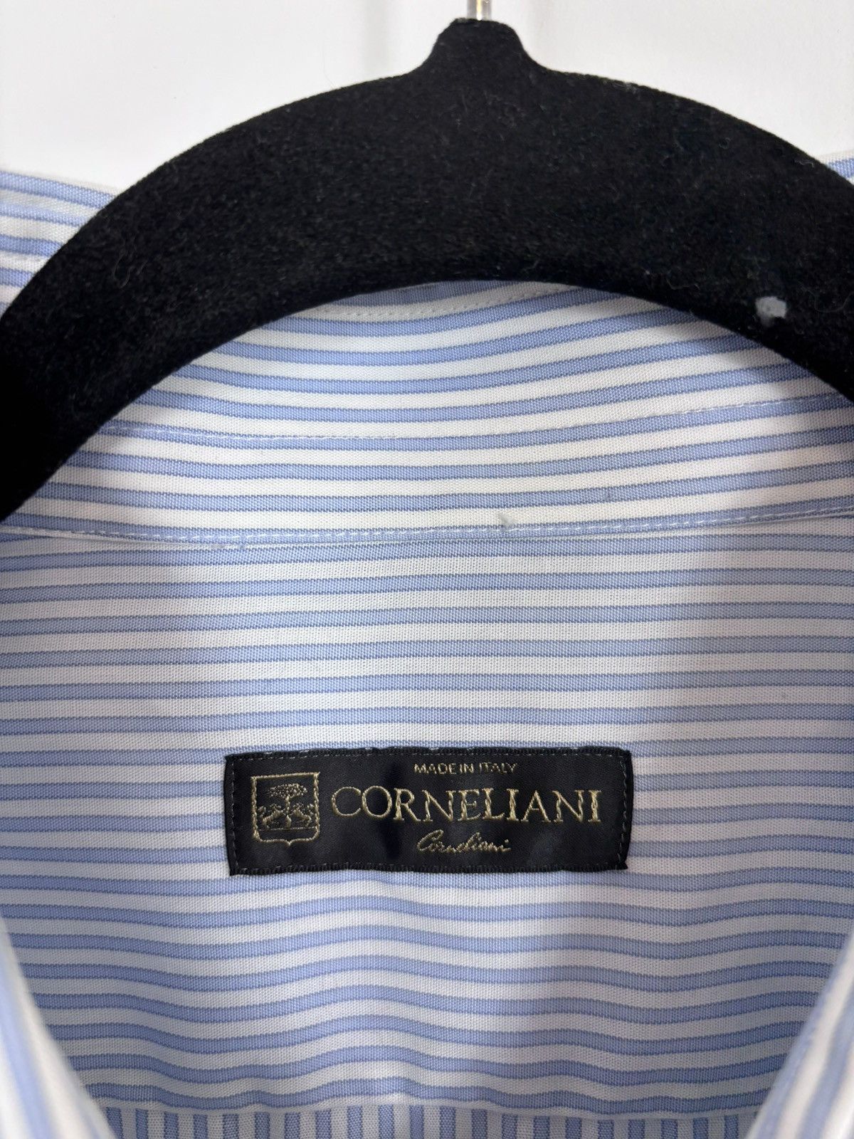 Corneliani Corneliani Men’s Light Blue Striped Button Up Dress Shirt Size US XL / EU 56 / 4 - 7 Thumbnail
