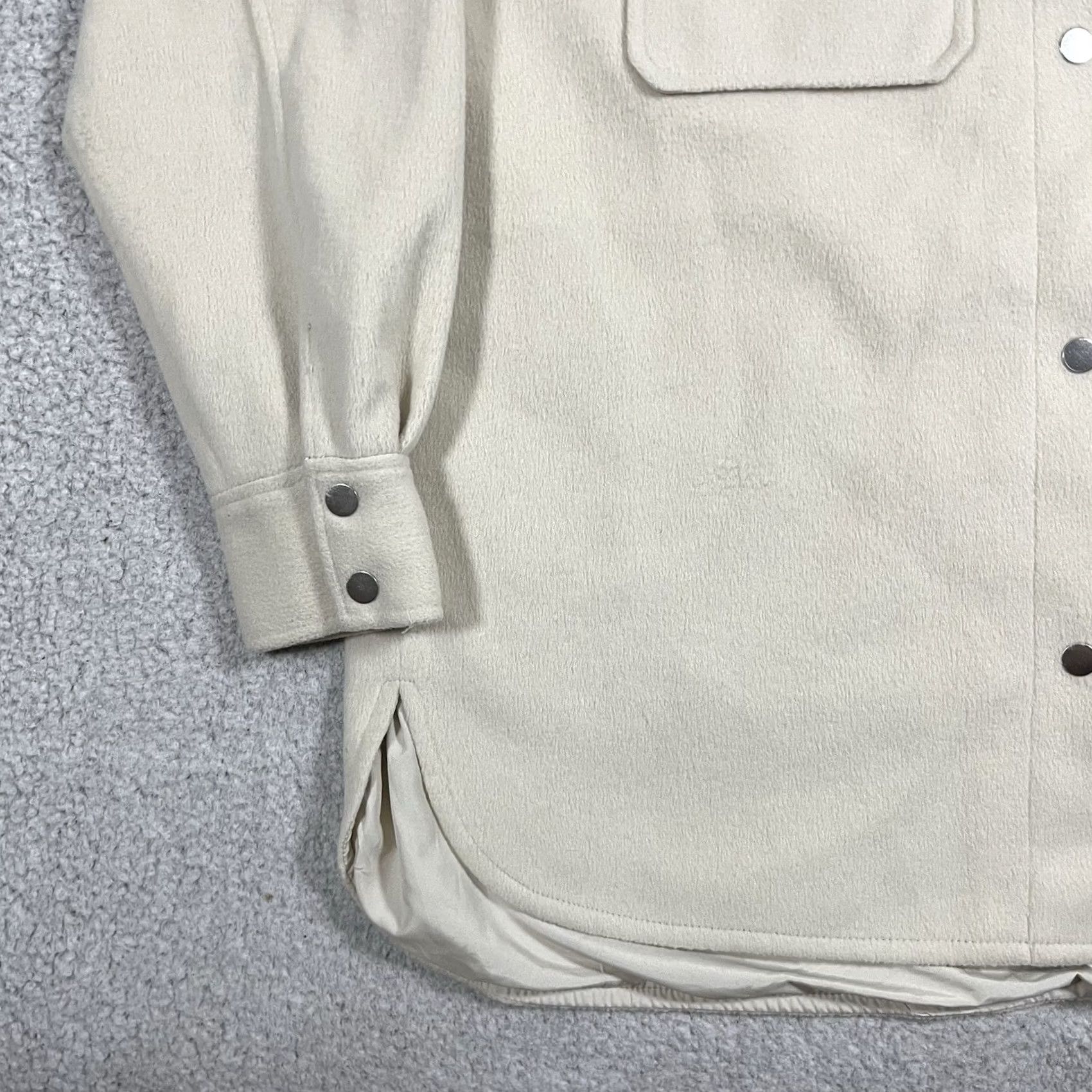 H&M H&M Coat Womens M Beige Shacket Snap Button Front Pockets Jacket Size M / US 6-8 / IT 42-44 - 2 Thumbnail