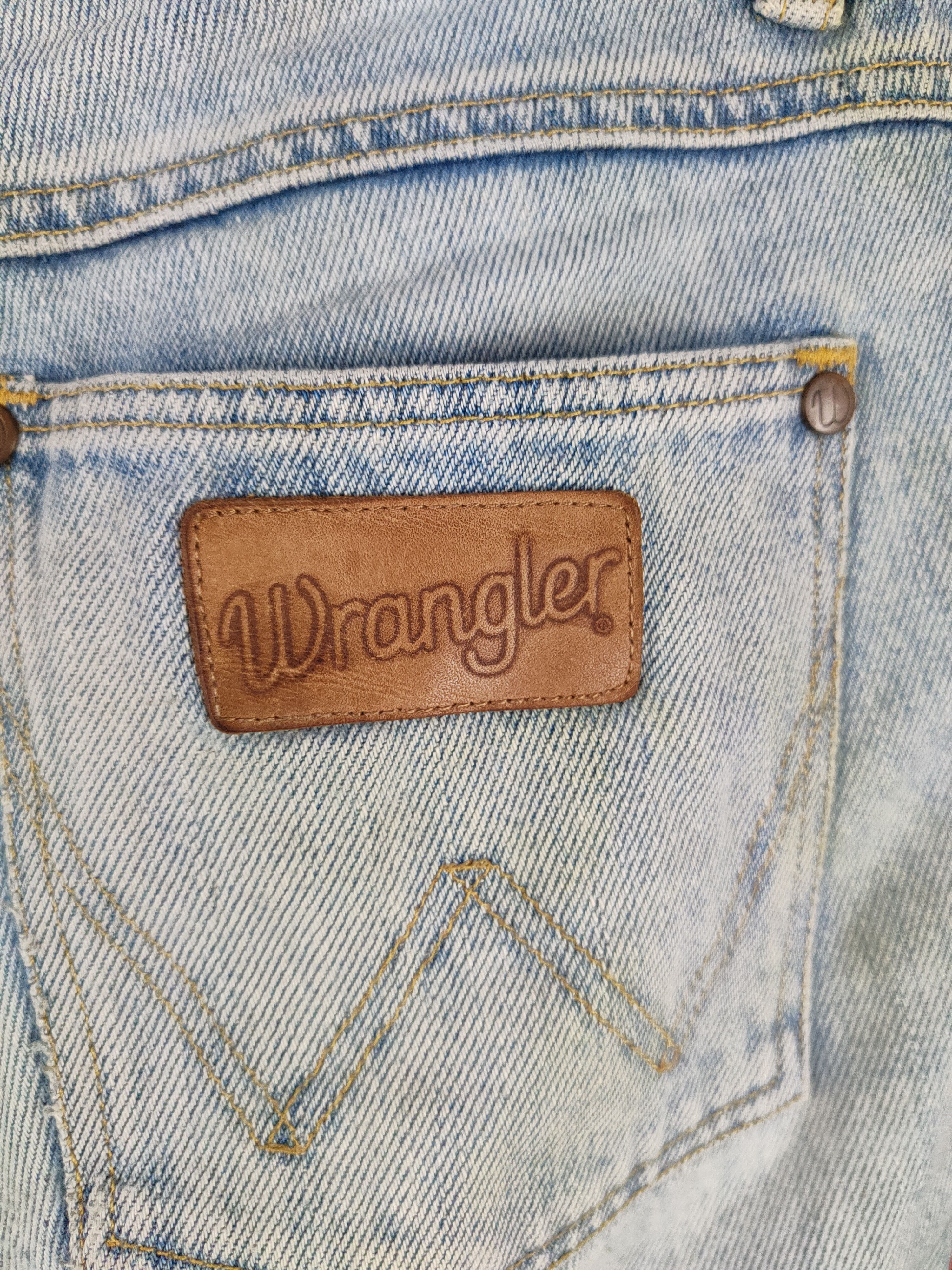 Japanese Brand Wrangler Blue Faded Distressed Bootcut Jeans #S2017 Size 29" - 12 Thumbnail