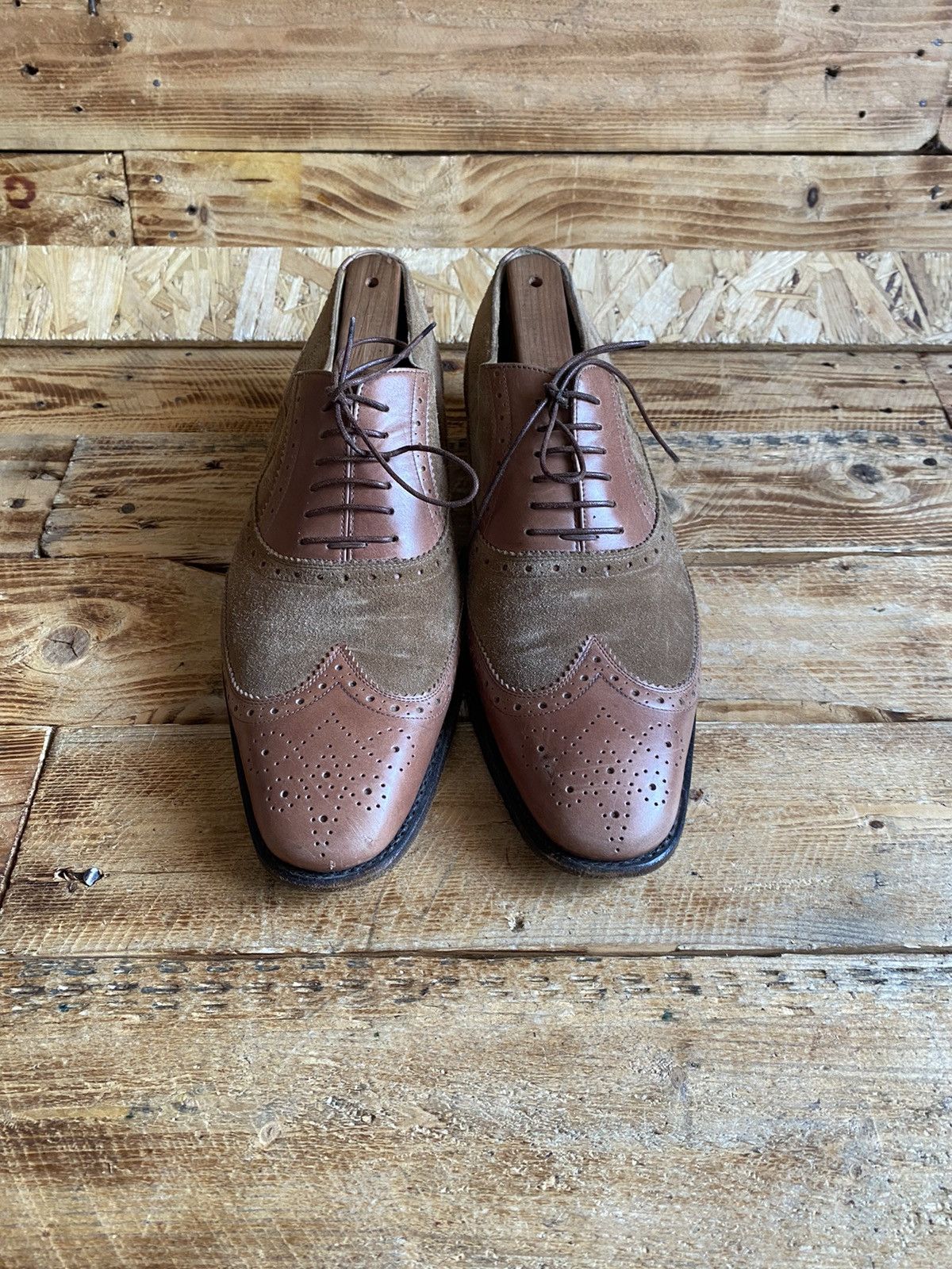 image of Salvatore Ferragamo Brown Leather Oxford Shoes Size 42Ee, Men's