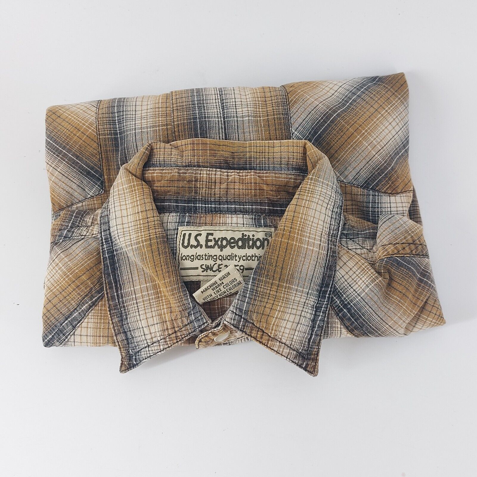 U.S. Expedition US Expedition 100% Cotton Mens Pearl Snap Shirt S Plaid Size US S / EU 44-46 / 1 - 11 Thumbnail