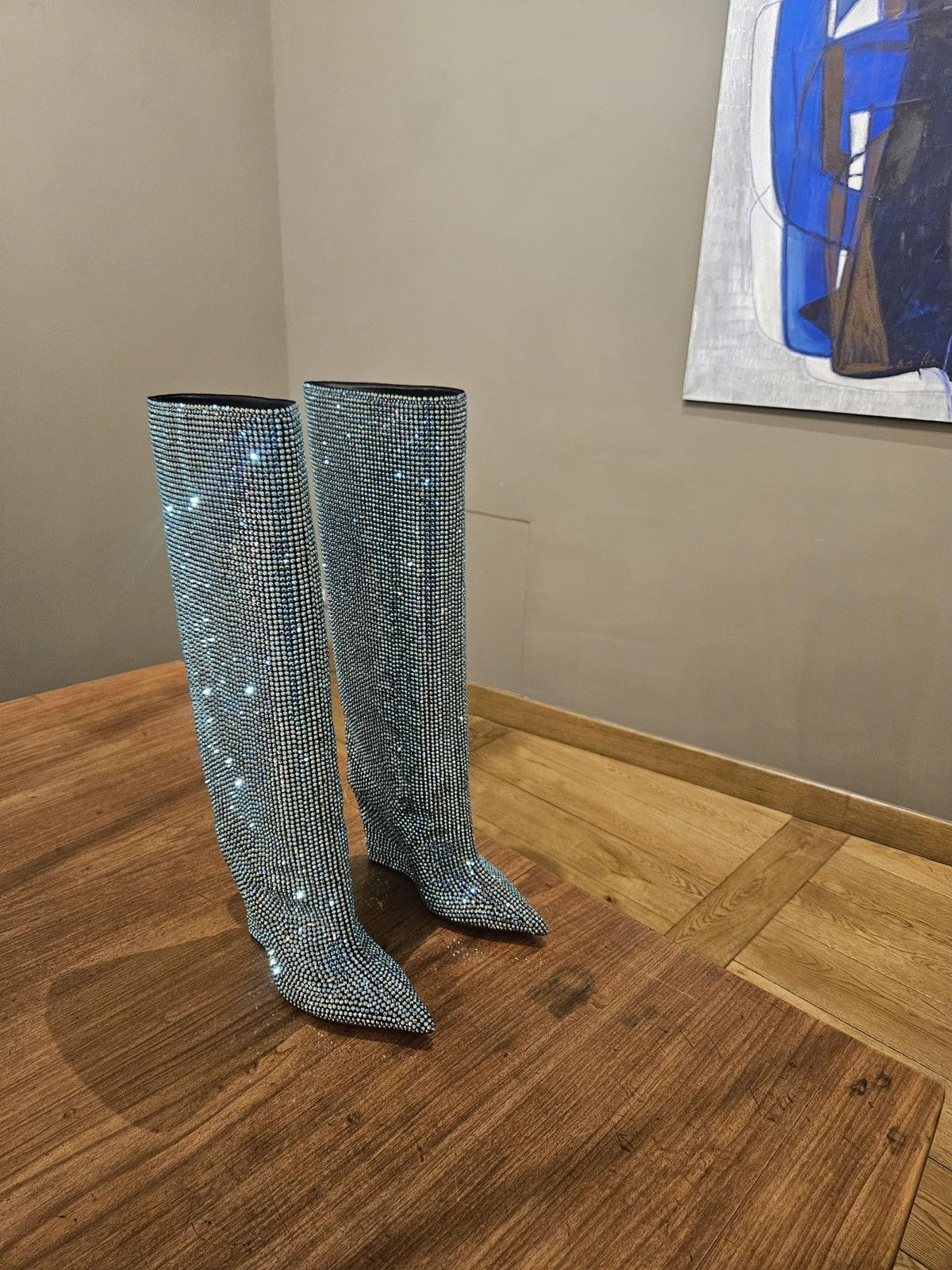 Jimmy Choo Jimmy Choo Malibu Mix Suede Knee-high Boots with Crystals Size US 9 / IT 39 - 3 Thumbnail