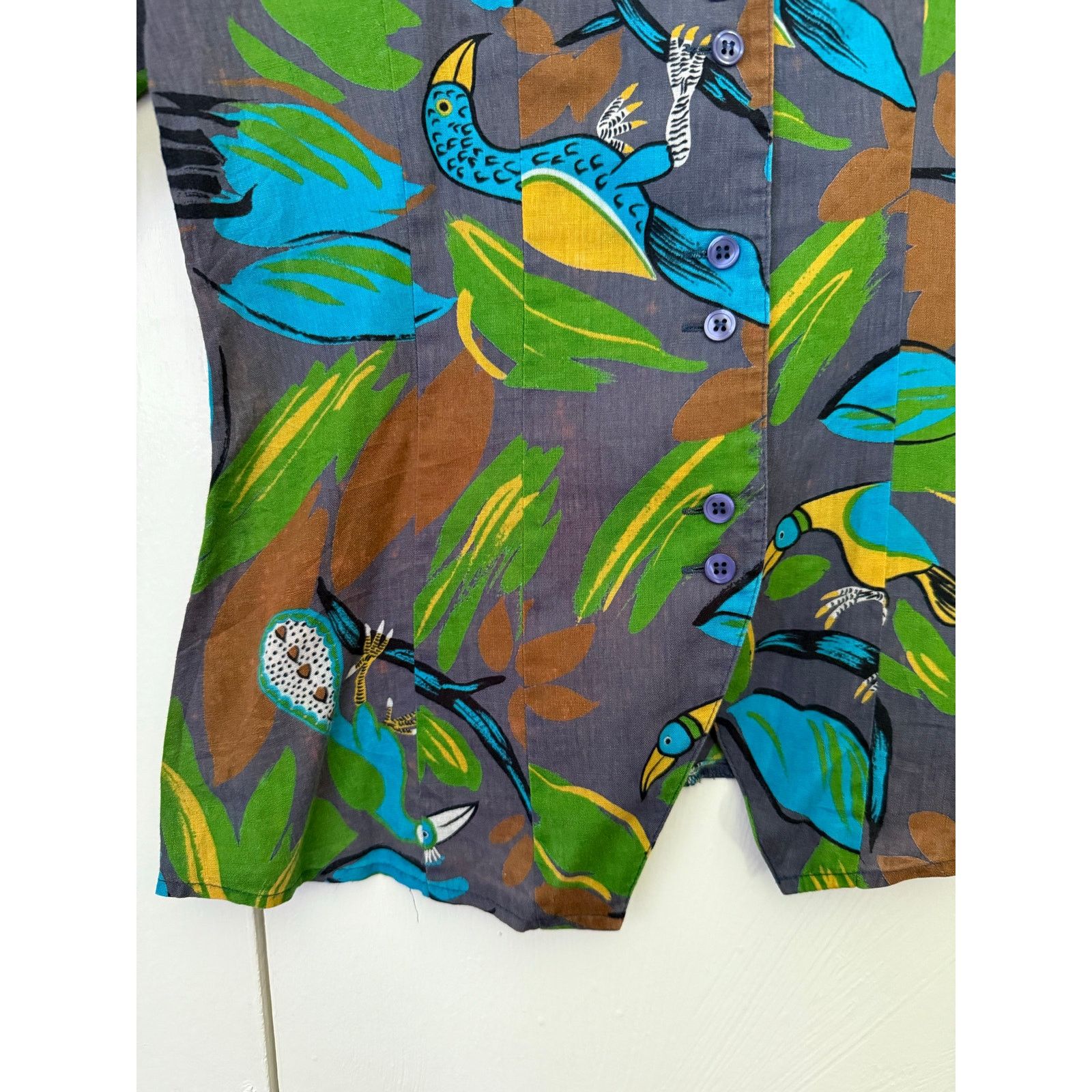 Vintage Vintage 70’s Louis Bennett Bird Blue Green Top Small Med Size S / US 4 / IT 40 - 4 Thumbnail