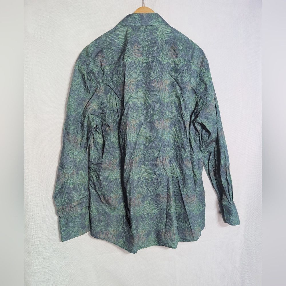 Tallia Green Patterned Multi Tone Button-Up Shirt By Tallia Sz XL Size US XL / EU 56 / 4 - 3 Thumbnail