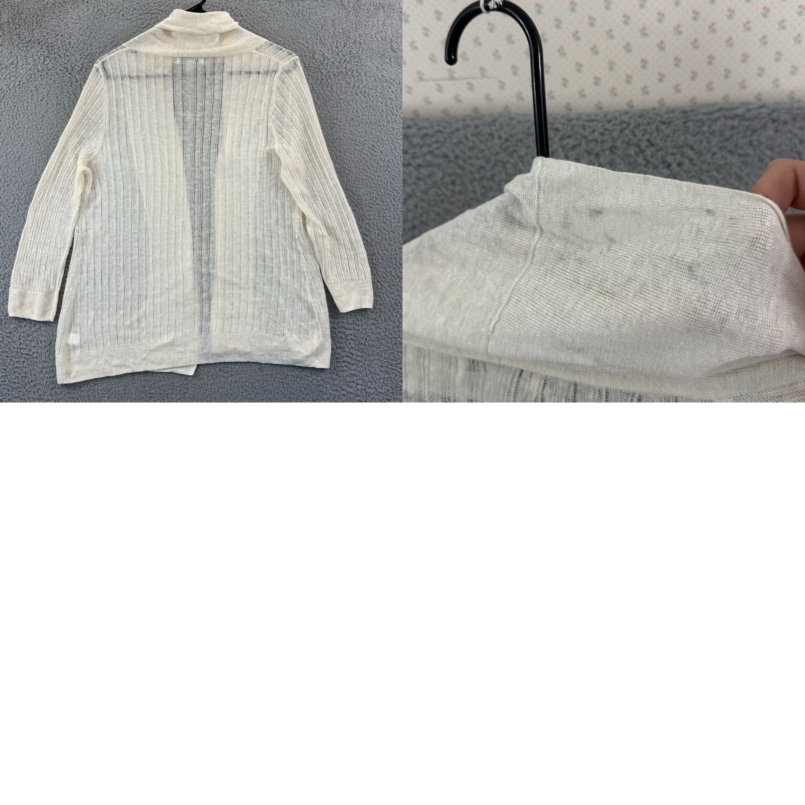 Banana Republic Banana Republic Cardigan Women's Large Ivory Open Front Sweater 100% Linen Knit Knit Open Front Dolman Sleeve Casual Vintage: No Size L / US 10 / IT 46 - 8 Thumbnail