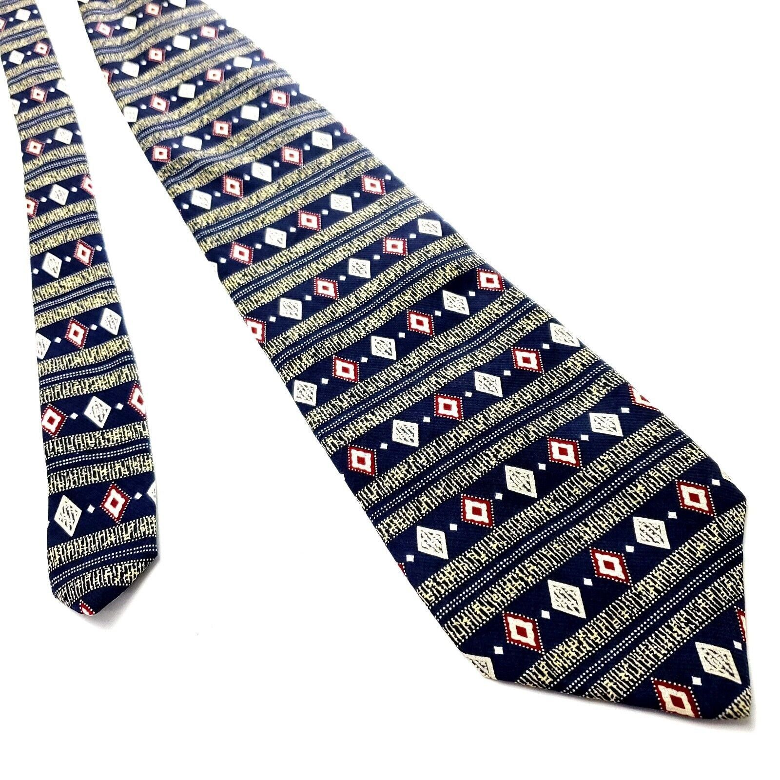 Kenneth Cole Kenneth Cole New York Blue Silk Tie Woven Wide Horizontal St Size ONE SIZE - 1 Thumbnail