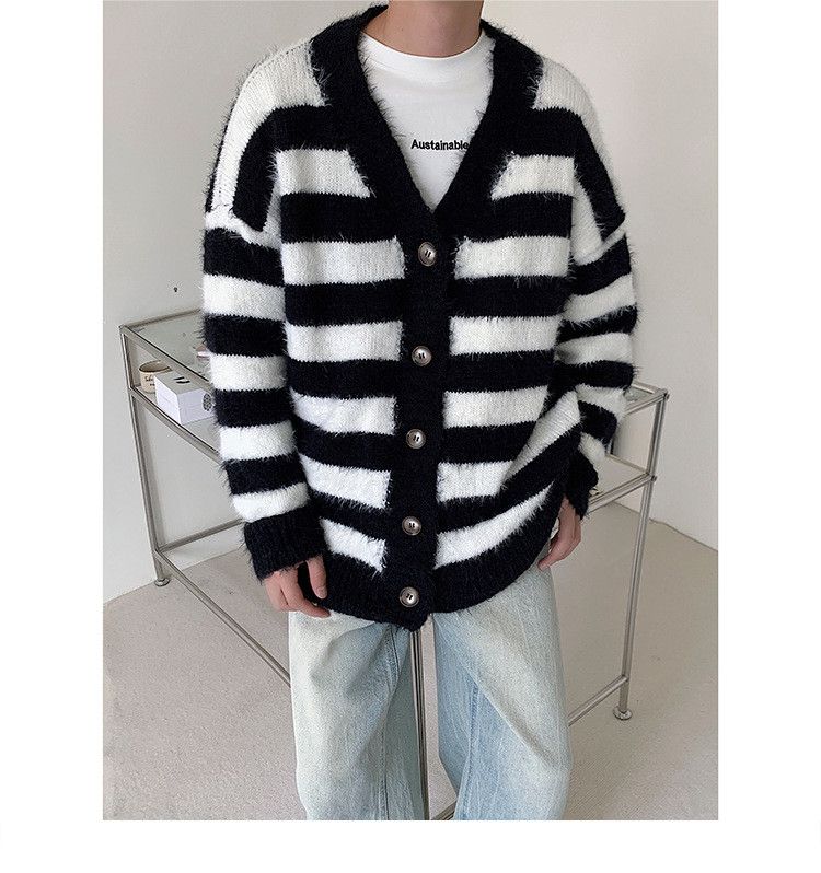 Other Striped Cardigan Knit Sweater Size US L / EU 52-54 / 3 - 1 Thumbnail