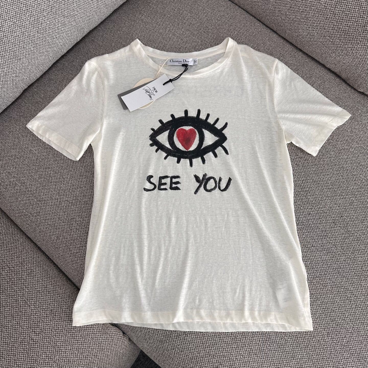 Dior Dior Printed Graphic White T-Shirt S Women Size S / US 4 / IT 40 - 1 Thumbnail
