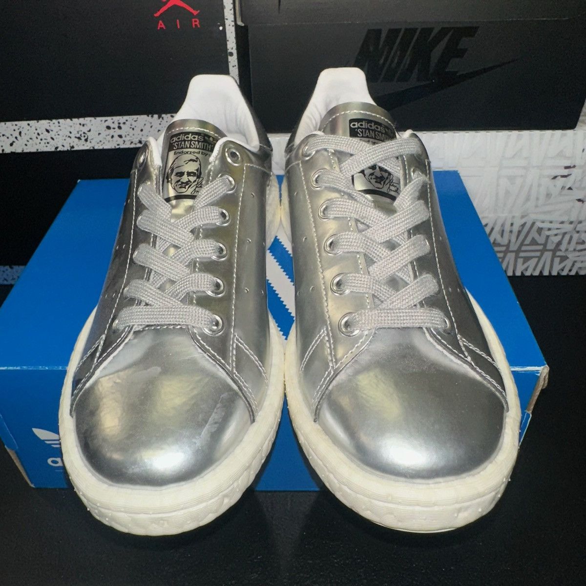 Adidas Size 6W - adidas Stan Smith Boost Metallic Silver - BB0108 Size US 6 / IT 36 - 4 Thumbnail