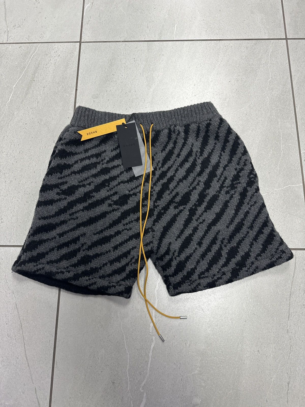 image of Rhude Zebra Knit Shorts in Black, Men's (Size 36)