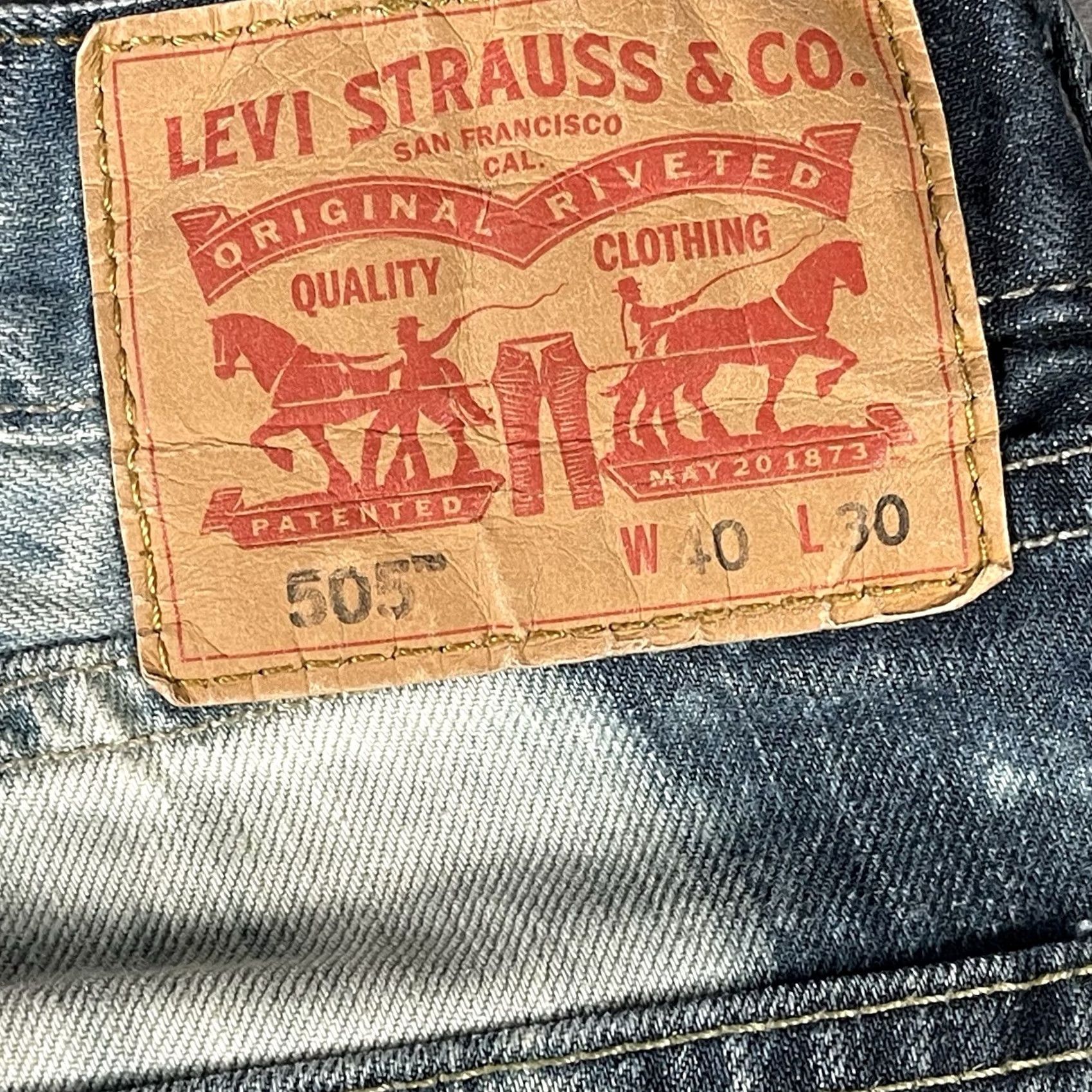 Denime Levis 505 Jeans 40x30 Acid Washed 80s 90s Rock N Roll Retro Denim Mens Size US 40 / EU 56 - 6 Thumbnail