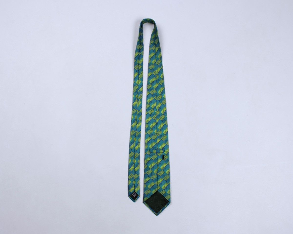 Designer × Gucci × Vintage GUCCI Vintage Geometric Monogram Logo GG Green Silk Tie Size ONE SIZE - 6 Thumbnail