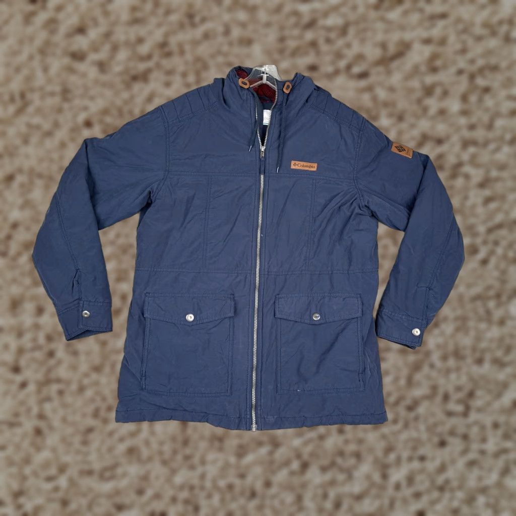 Vintage Columbia Jacket Mens Large Blue Hooded Insulated Cotton Parka Full Zip Pockets Size US L / EU 52-54 / 3 - 1 Thumbnail