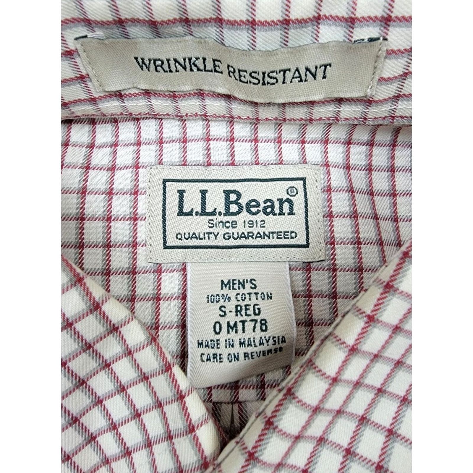 Vintage L.L. Bean Shirt Mens Small White Red Check Long Sleeve Wrinkle Resistant Button-Up Collared Shirt Mens Regular Red Check Vintage: No Size US S / EU 44-46 / 1 - 6 Thumbnail