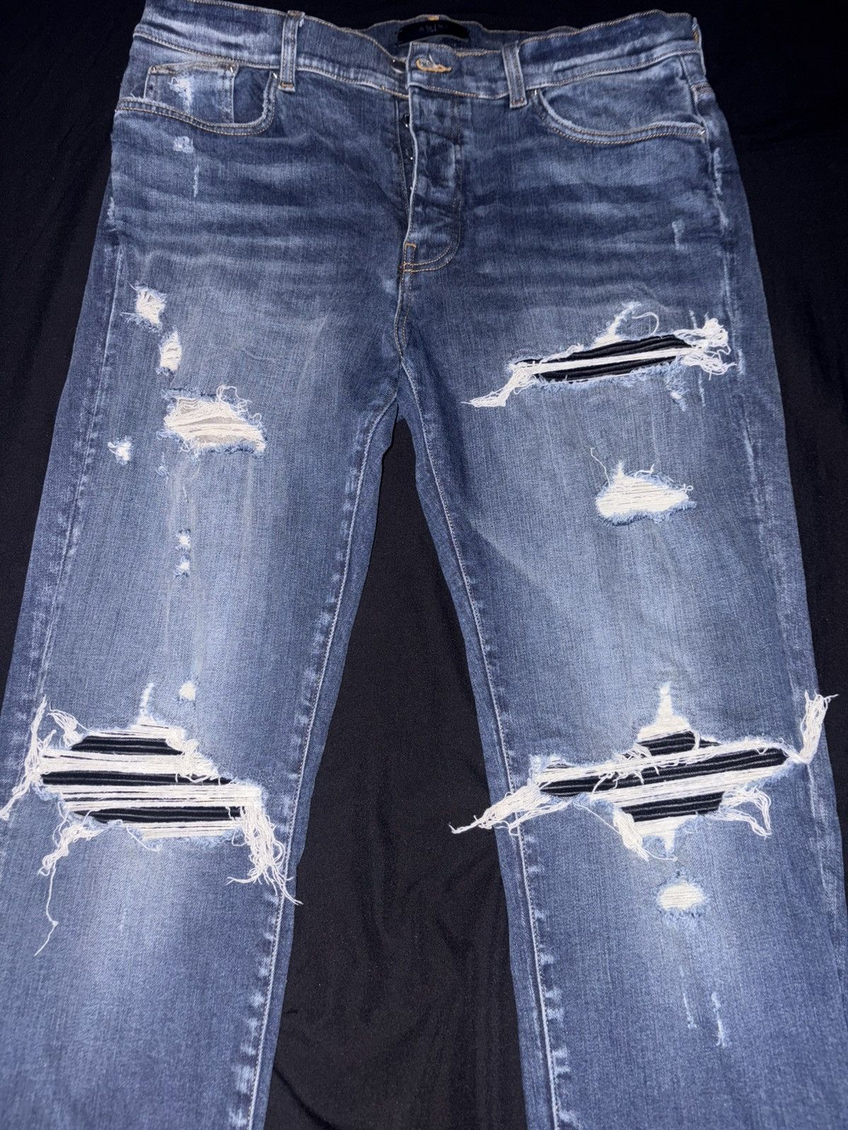 Amiri Mx1 Distressed Denim Mid-Rise Skinny Jeans Size US 38 / EU 54 - 1 Thumbnail
