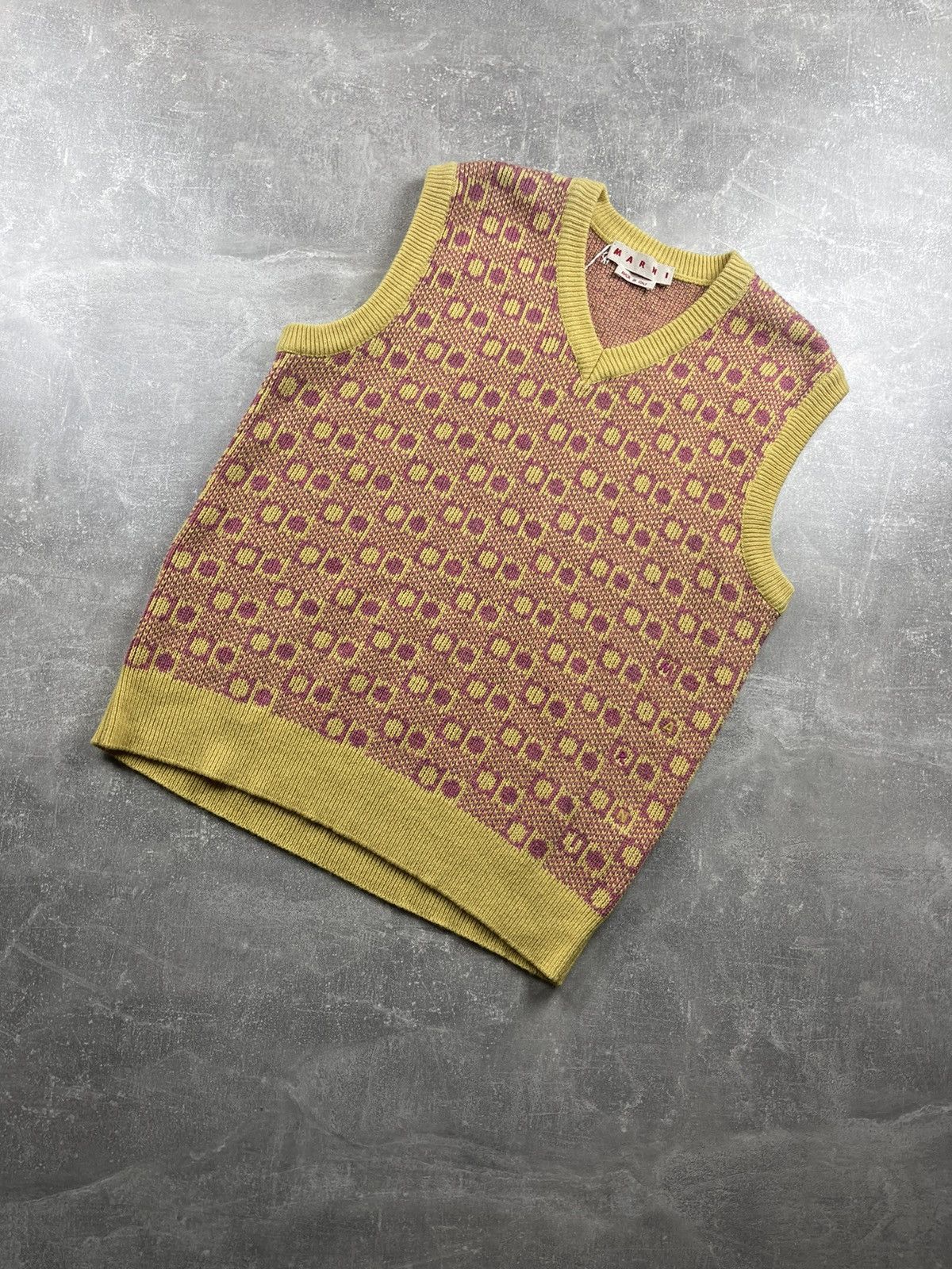 Marni Marni Studio Sleeveless Knit Vest Yellow Purple Pattern Size US L / EU 52-54 / 3 - 1 Thumbnail