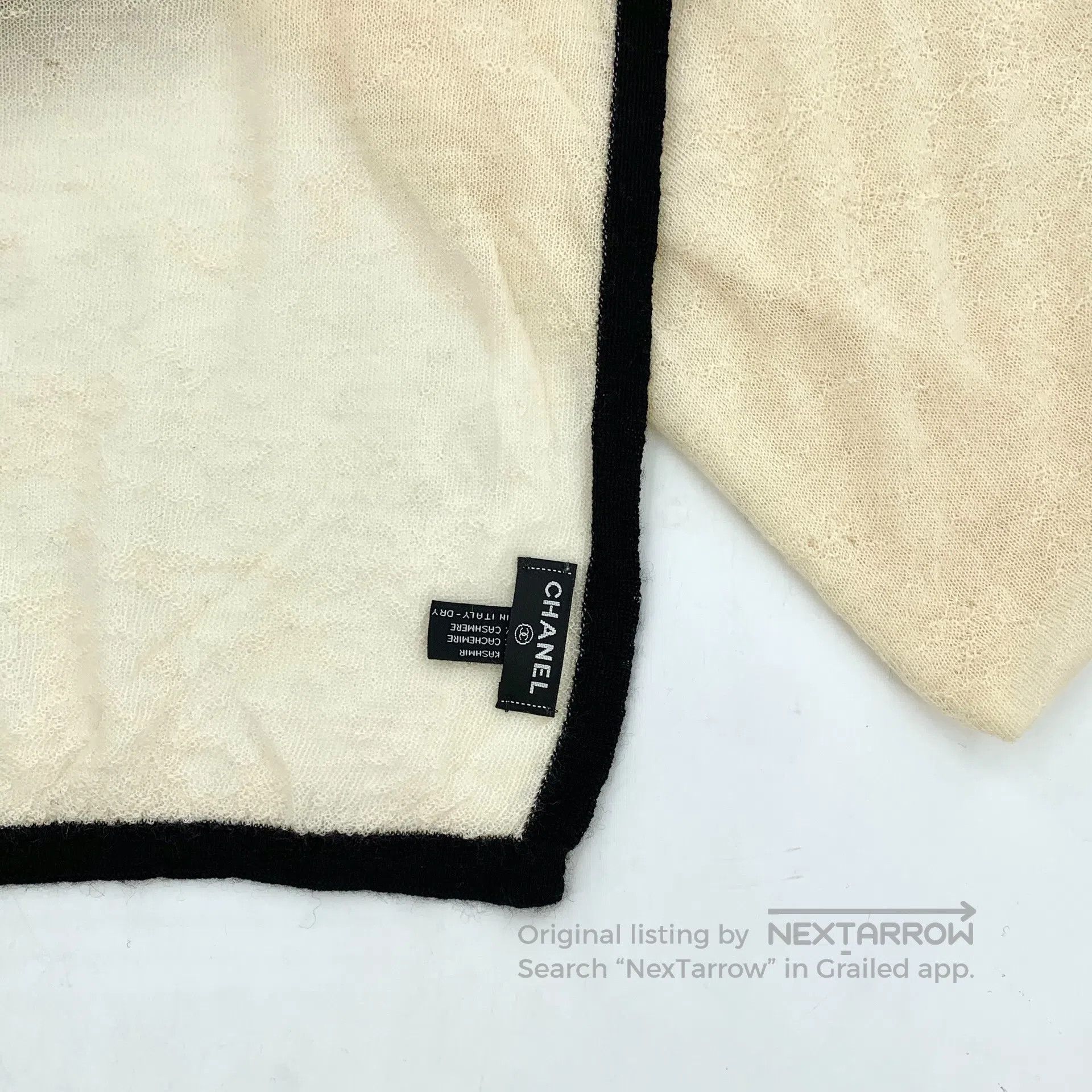 Chanel Chanel Beige double C embroidery cashmere scarf| Size ONE SIZE - 6 Thumbnail
