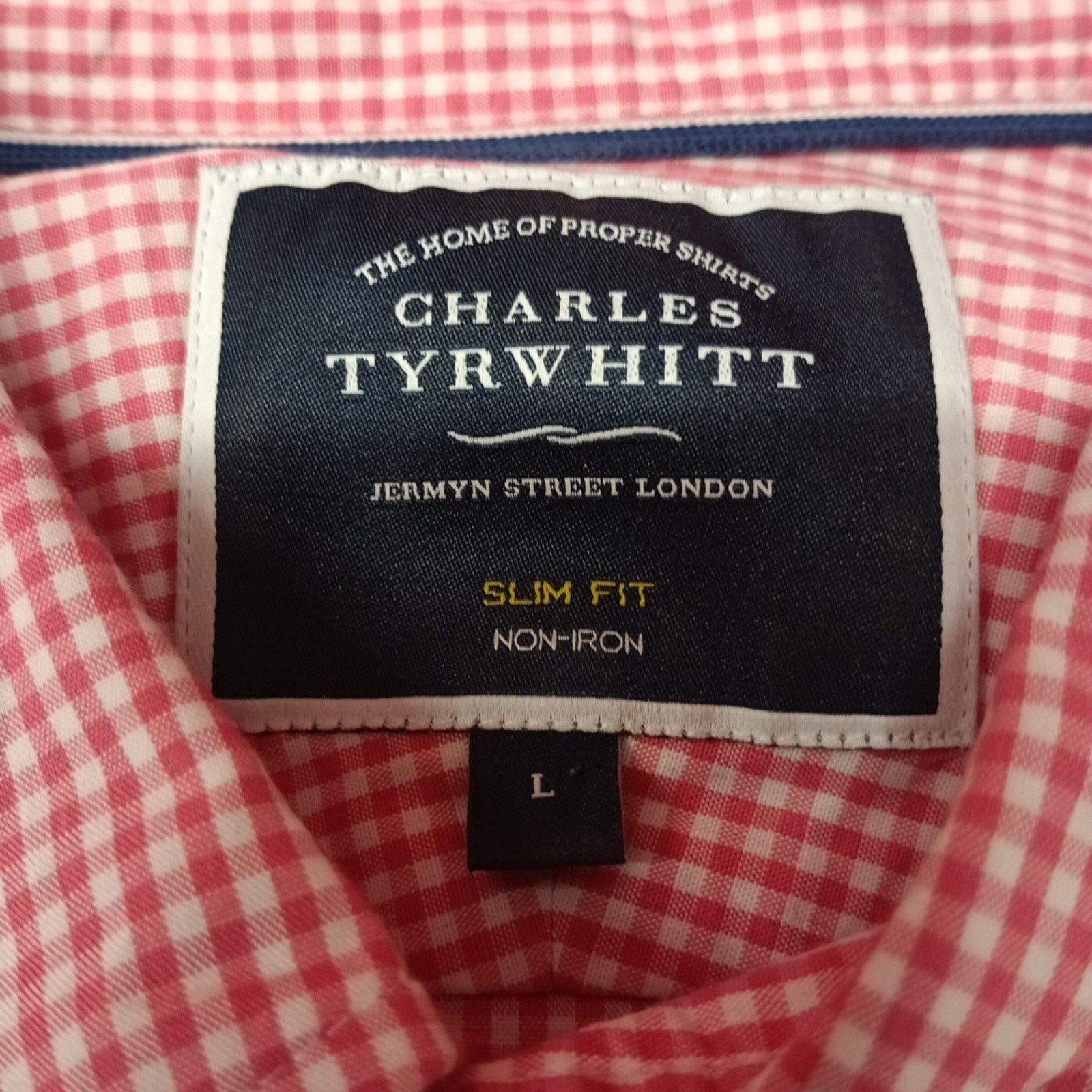 Charles Tyrwhitt Charles Tyrwhitt Shirt Slim Fit Men's L Pink White Check Size US L / EU 52-54 / 3 - 4 Thumbnail