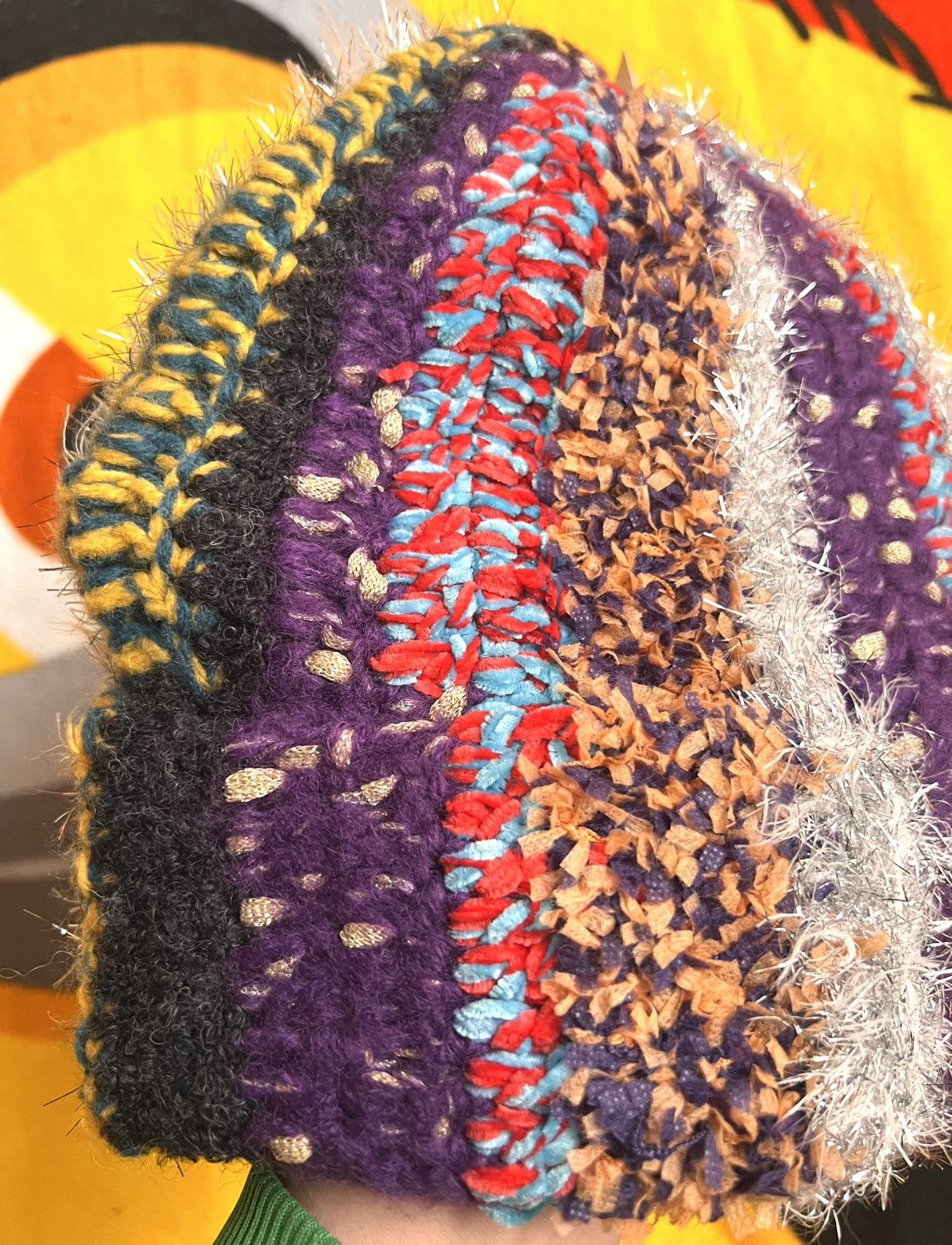 Supreme Tinsel Stripe Beanie Multicolor FW25 cap patchwork