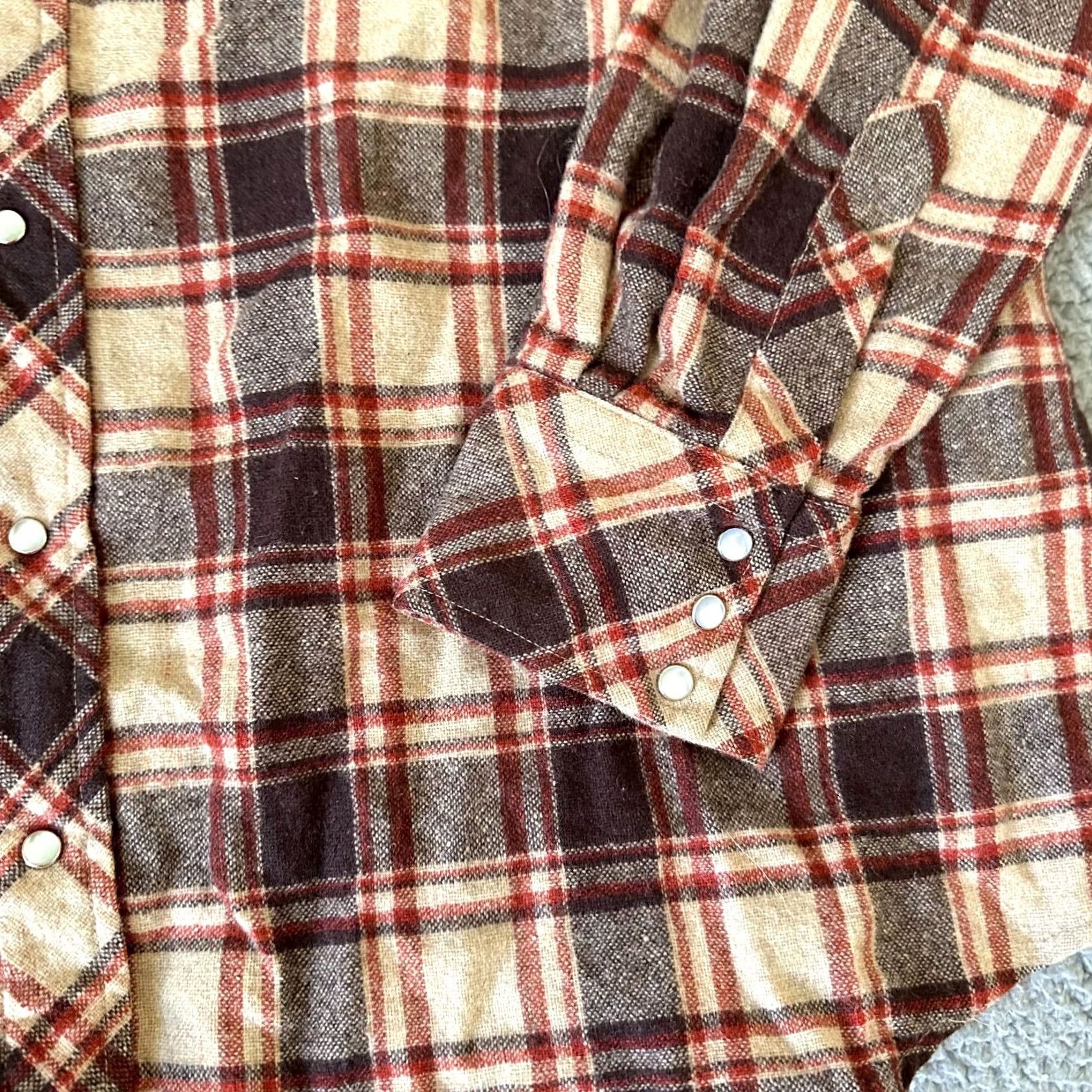Vintage VINTAGE West Shirt Adult XL Red Brown Flannel Wool Disco Mens 70s Size US XL / EU 56 / 4 - 7 Thumbnail