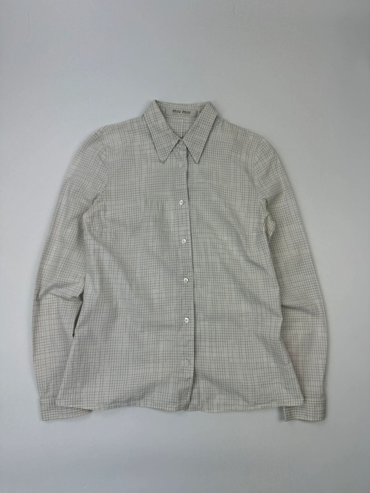 Miu Miu Miu Miu SS2000 White Checkered Plaid Shirt Size L / US 10 / IT 46 - 1 Thumbnail