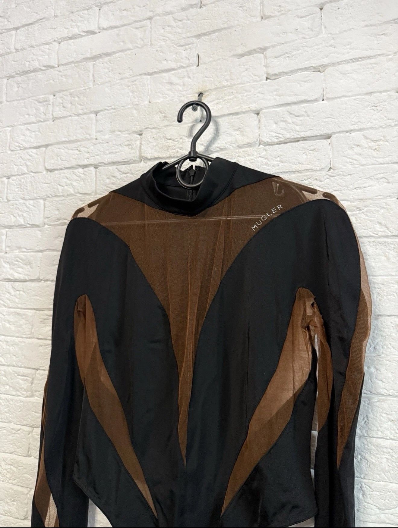 Mugler Mugler x HM Mesh Panel Bodysuit Black Brown Rare Sz 46 L Size L / US 10 / IT 46 - 2 Thumbnail