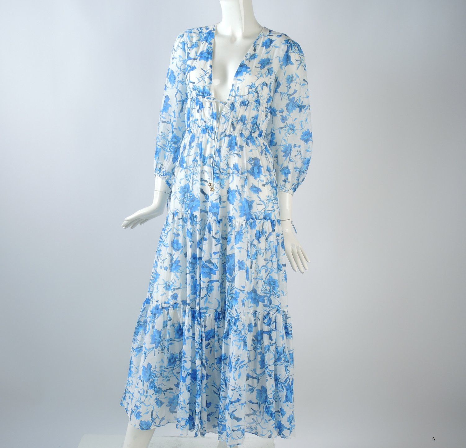 o1smst1ft0424 Maxi Dress in Blue & White