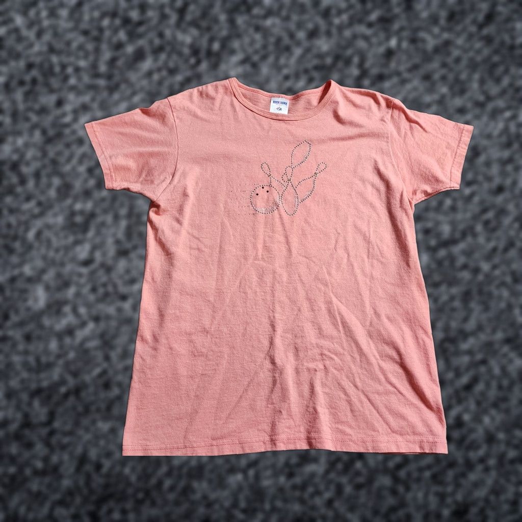 Jerzees VINTAGE Jerzees T-Shirt Womens 90s Bowling Rhinestone Peach Short Sleeve Round Neck M Bedazzled Shirt Womens Mens Girls Size M / US 6-8 / IT 42-44 - 1 Thumbnail