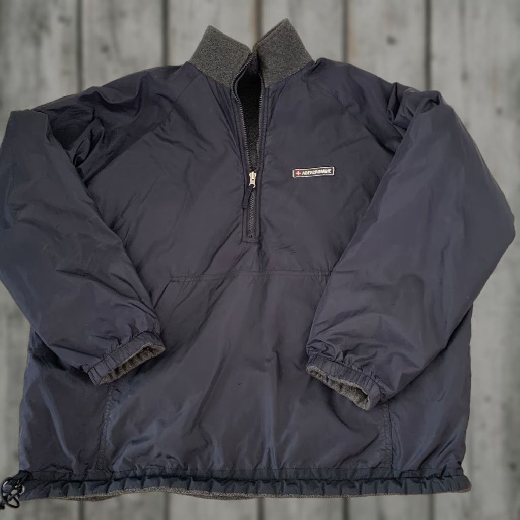 Abercrombie & Fitch VINTAGE Abercrombie & Fitch Jacket Mens L Blue 90s Outdoor Hooded Insulated Softshell Reversible Pullover Wind-Resistant 1/2 Zip Logo Size US L / EU 52-54 / 3 - 1 Thumbnail