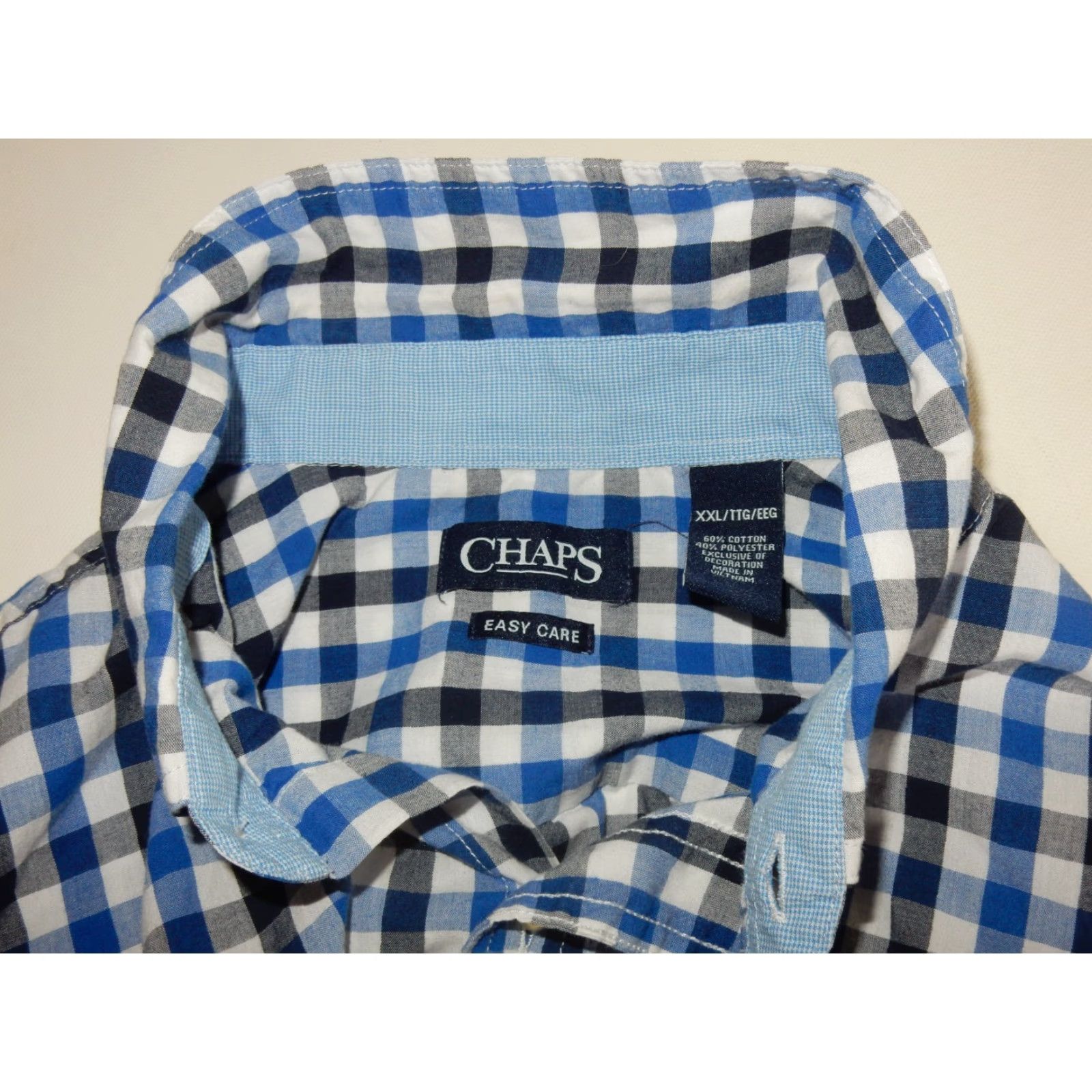 Chaps Vintage Ralph Lauren Chaps Men's Short Sleeve Plaid Cotton Blend Button-Front Shirt XL Blue Size US XL / EU 56 / 4 - 4 Thumbnail