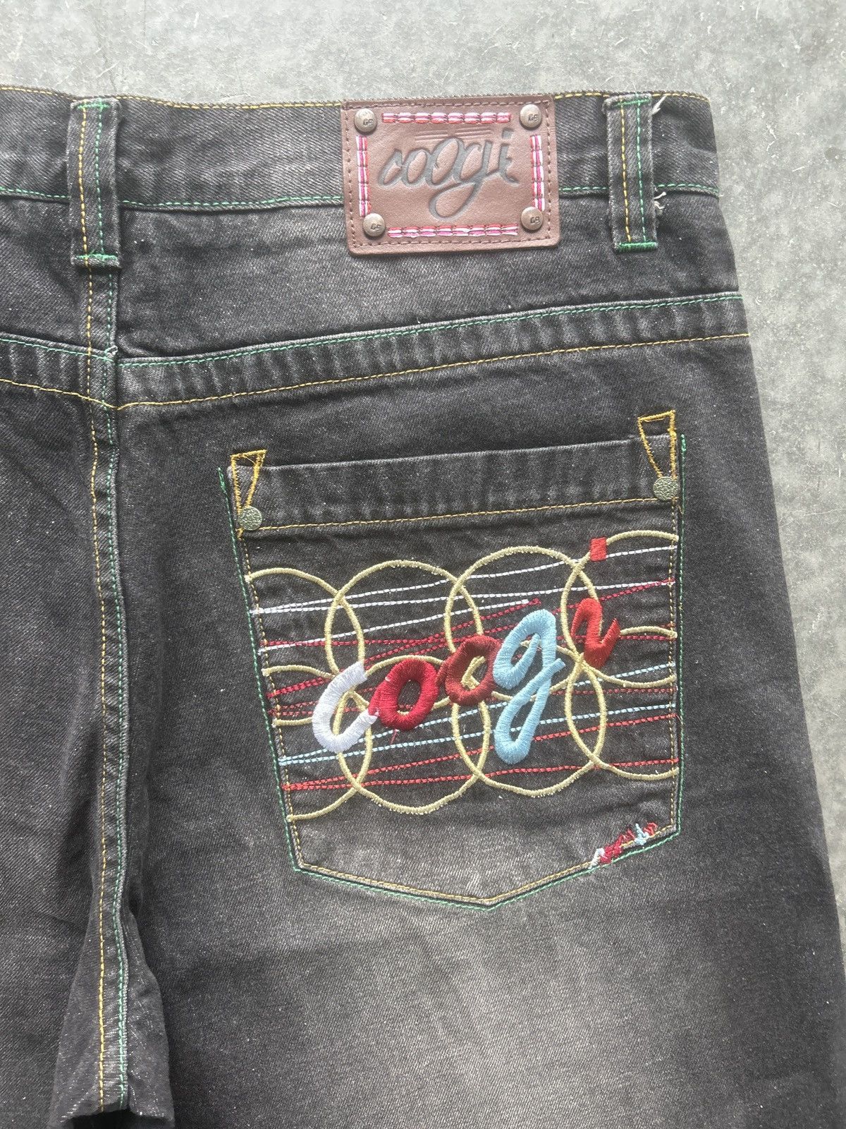 Coogi × JNCO × Vintage Vintage Y2K Coogi Faded Black Embroidered Jean Shorts Size US 38 / EU 54 - 3 Thumbnail
