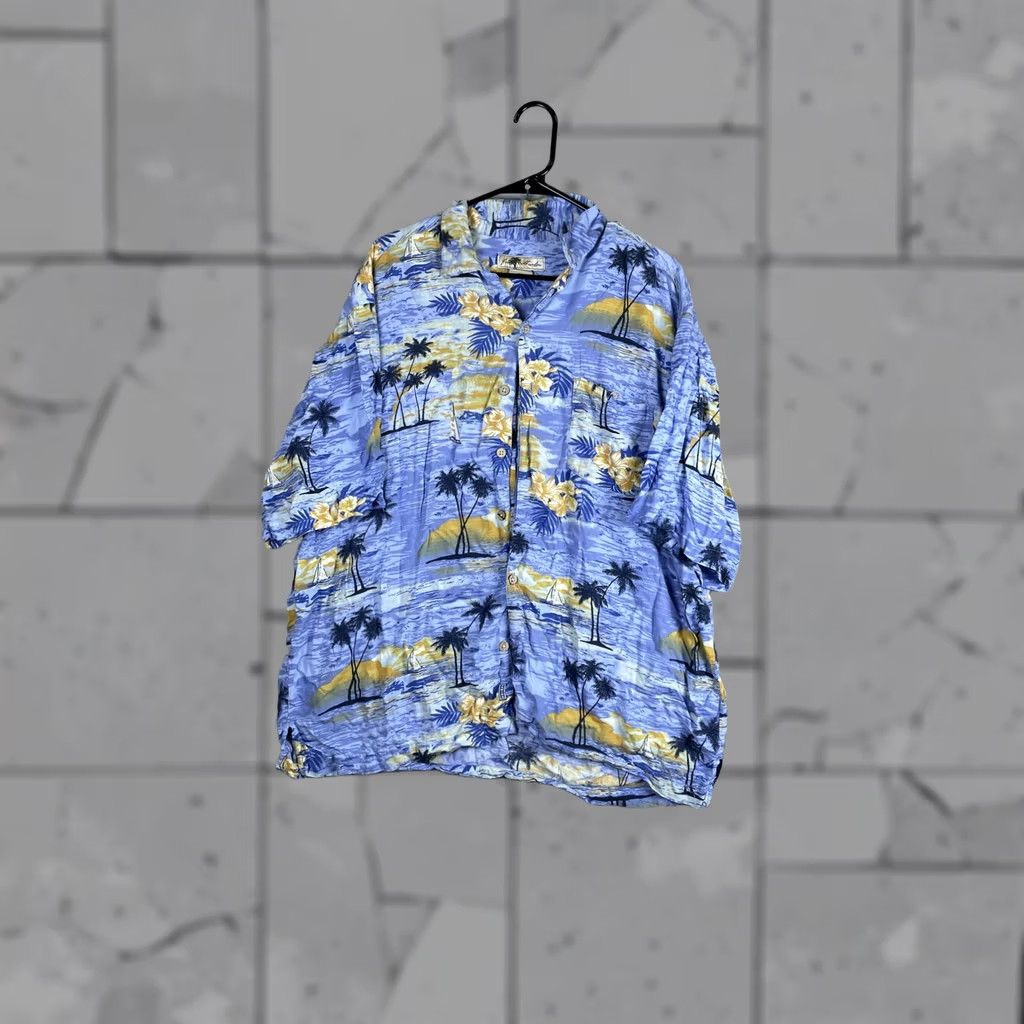 Vintage Joe Marlin Shirt Mens 2XL Blue Hawaiian Short Sleeve Button Front Rayon Casual Size US XXL / EU 58 / 5 - 1 Thumbnail