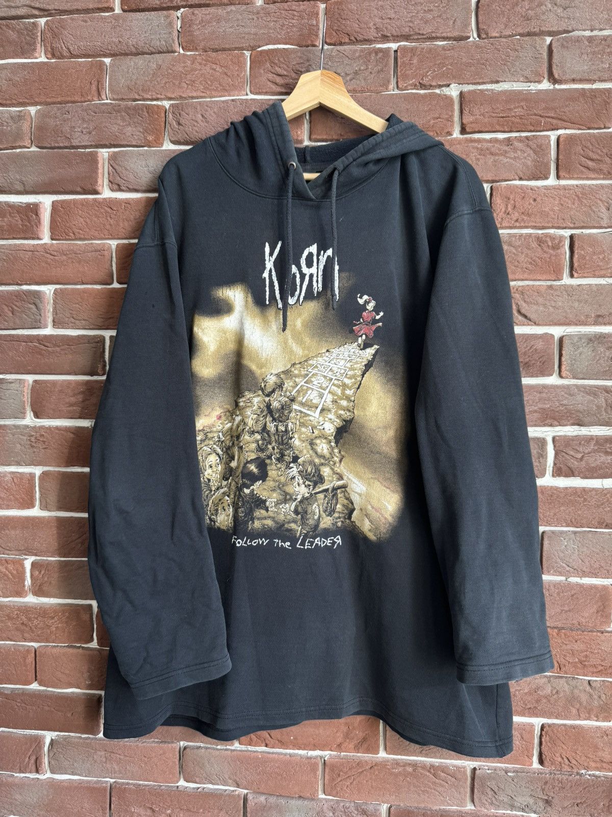 Band Tees Vintage 90s KORN Follow The Leader Nu Metal Band hoodie