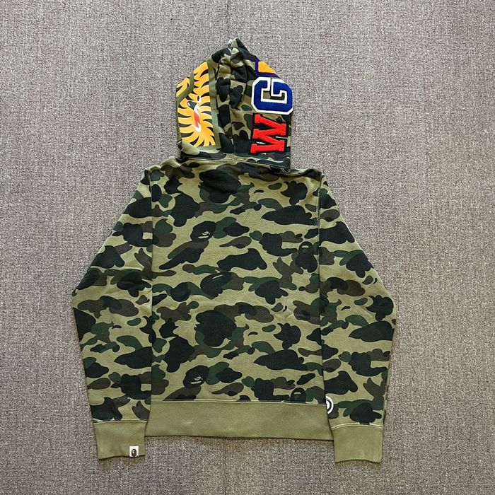 Bape Bape Green Camo Shark Hoodie | Grailed