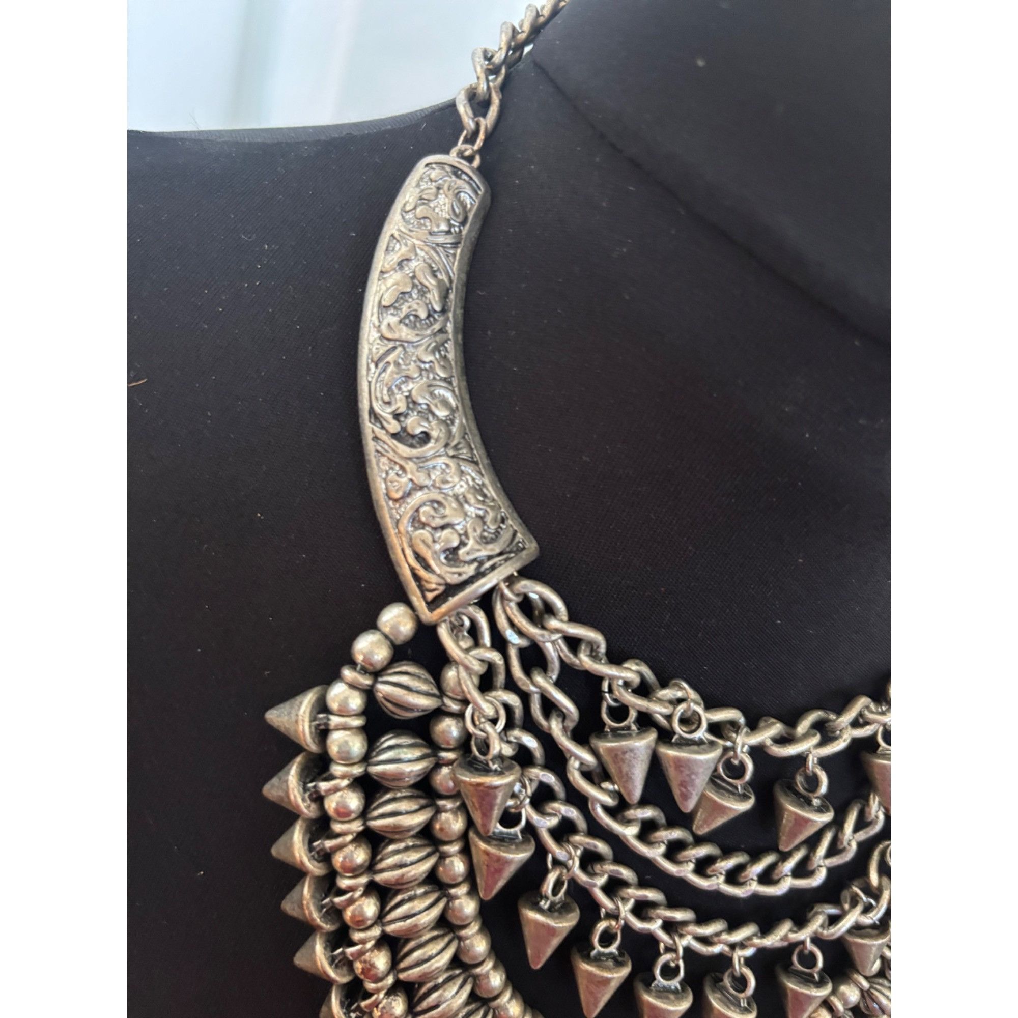 Other Bohemian Tribal Statement Necklace With Engraved Triangular Size ONE SIZE - 11 Thumbnail