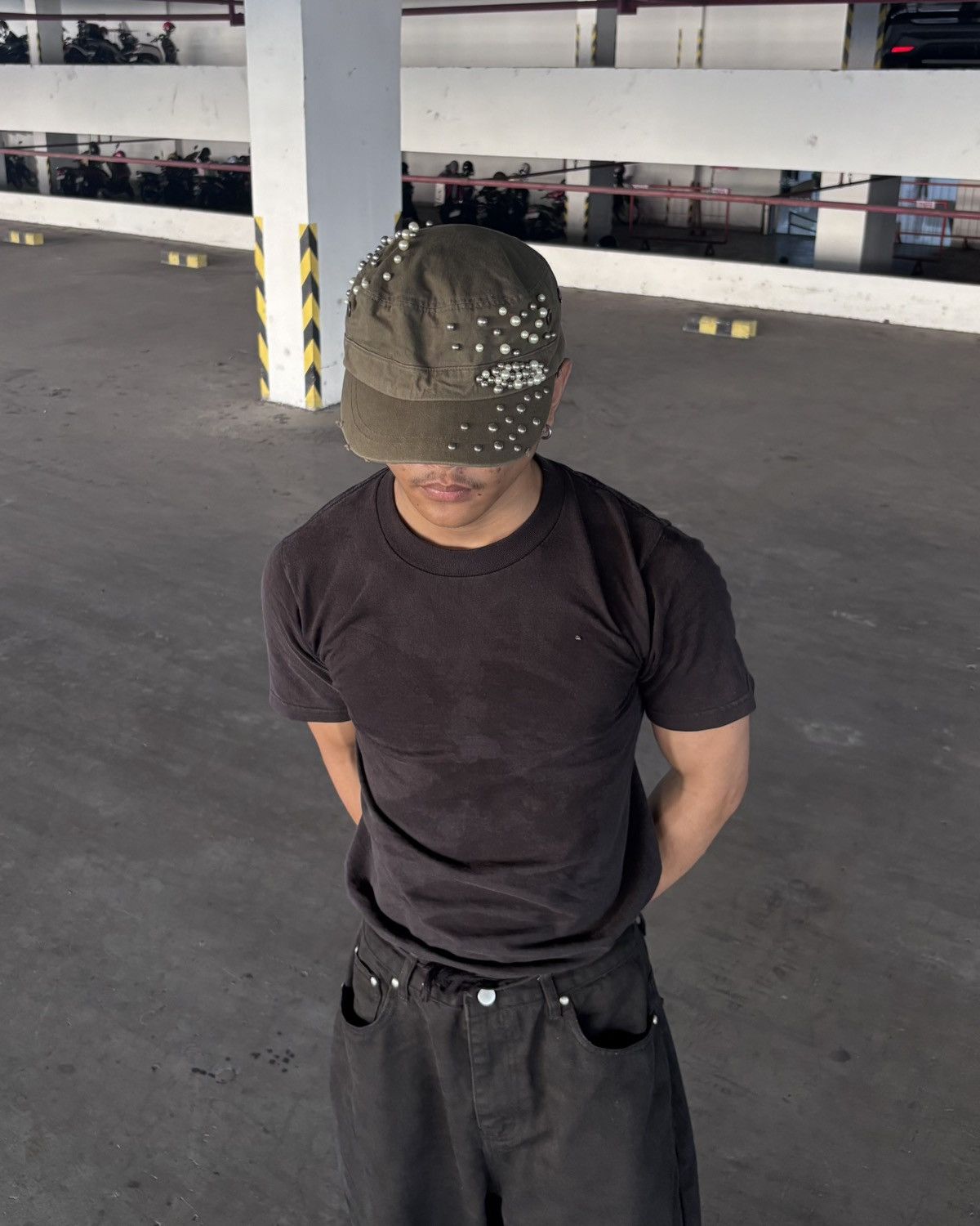 If Six Was Nine × Japanese Brand × Le Grande Bleu (L.G.B.) 2000s Crystal Faded Brown Cadet Hat Japan Size ONE SIZE - 5 Thumbnail