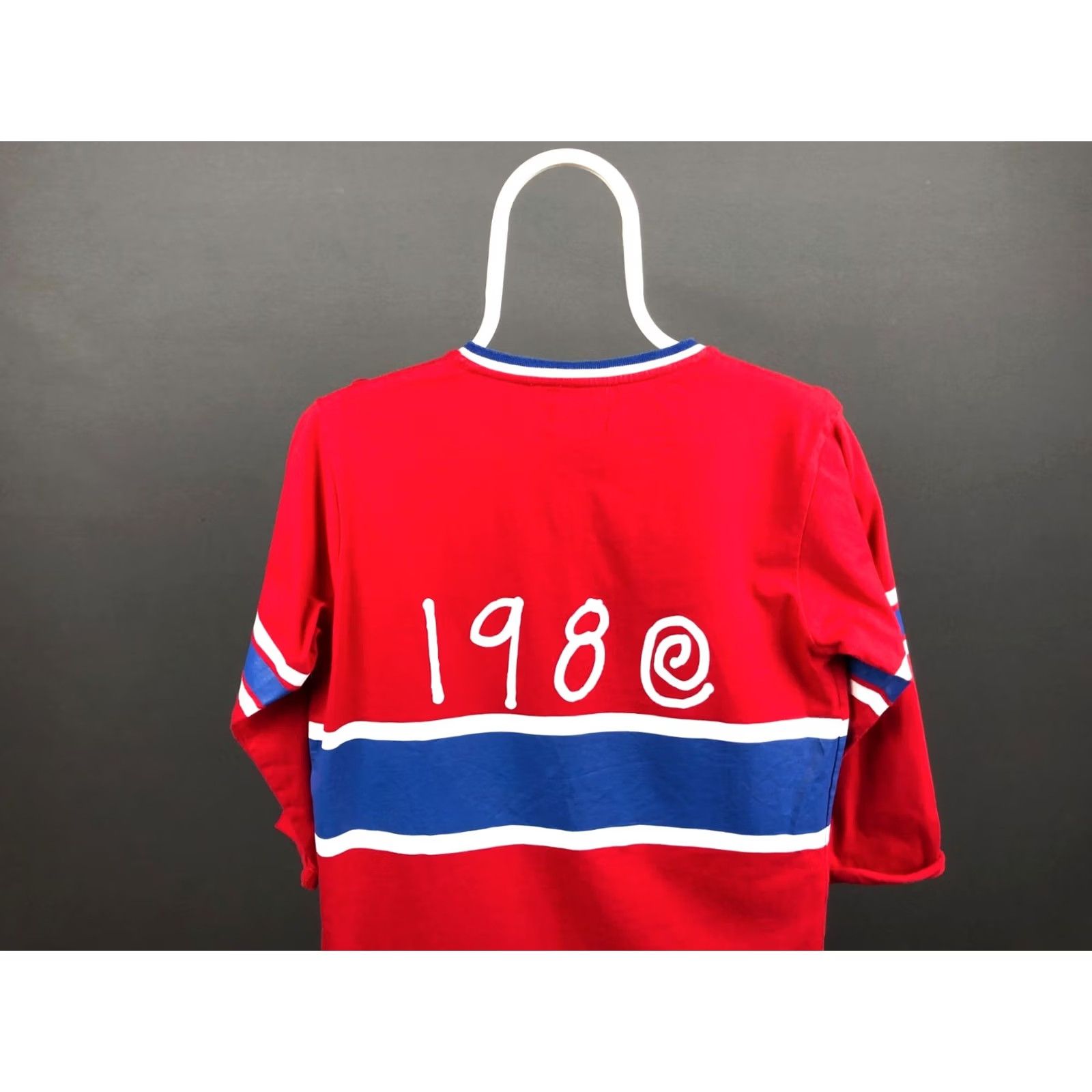 Vintage Stussy Men's T-Shirt S Red Cotton Striped 3/4 Sleeve Long Tee Shirt Jersey Logo Printed Size US S / EU 44-46 / 1 - 3 Thumbnail