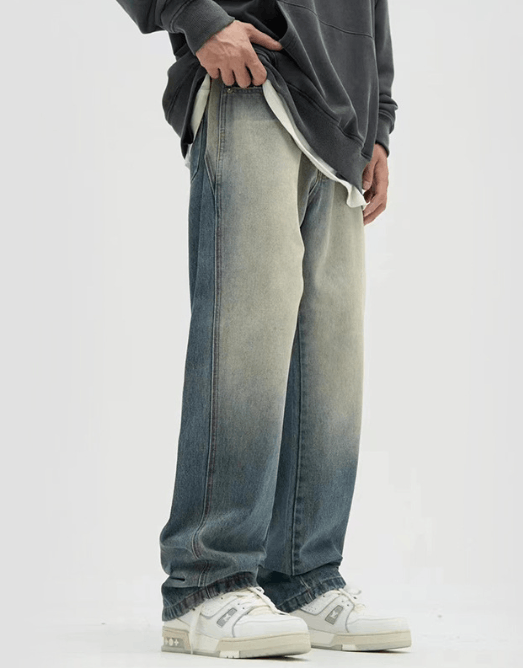 Japanese Brand × Jean Washed distressed straight loose blue jeans for men Size US 32 / EU 48 - 2 Thumbnail