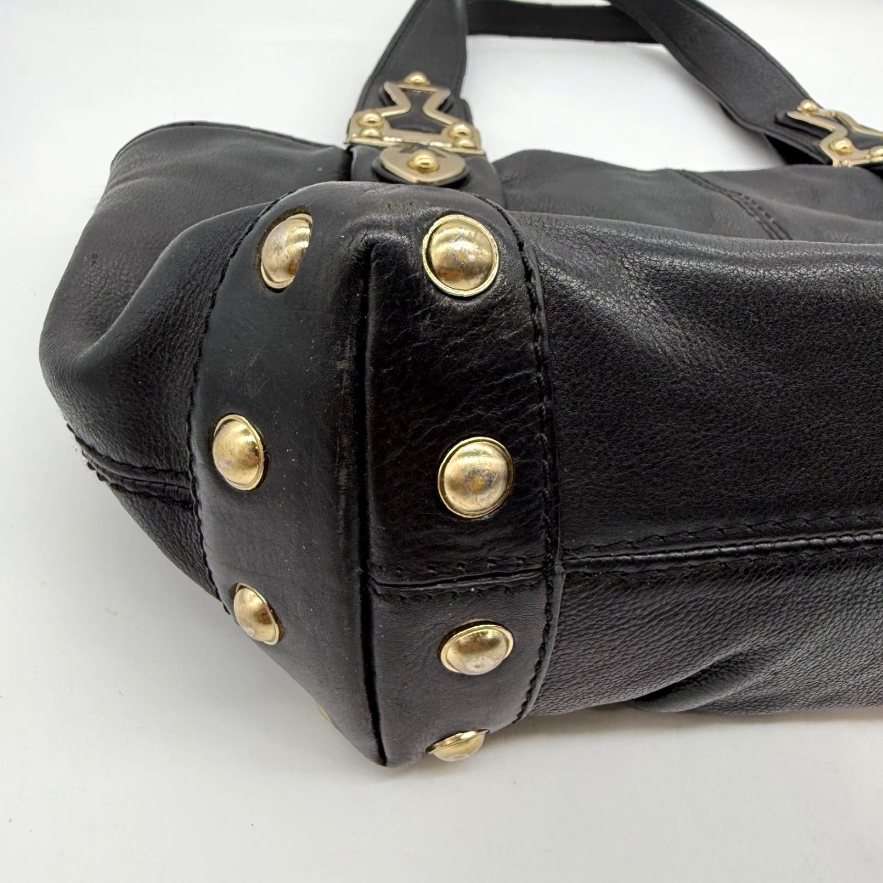 Michael Kors Michael Kors Black Pebble Leather Tote Bag Purse Gold Tone Hardware Double Strap Tote Women XS? Size ONE SIZE - 6 Thumbnail