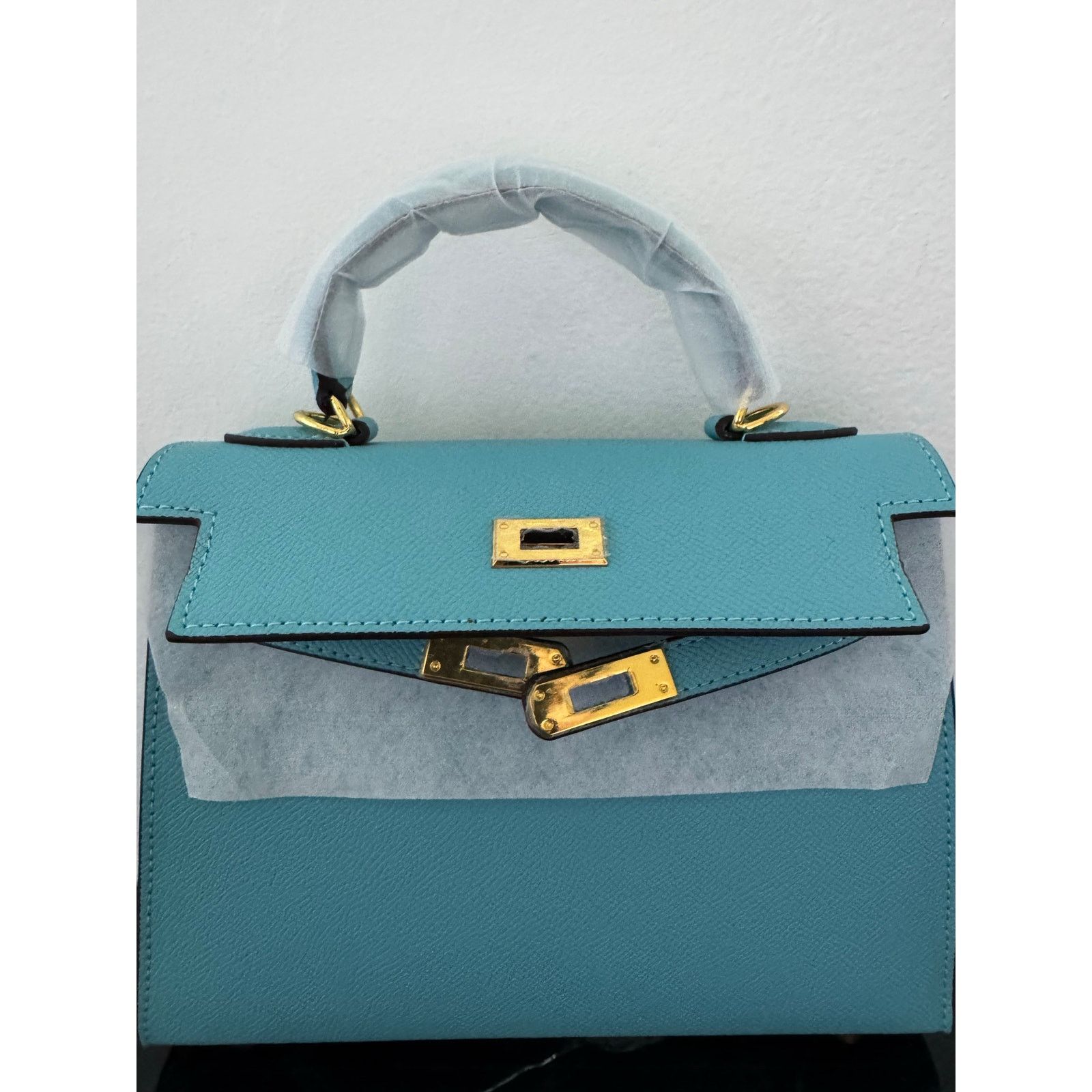 Other Aqua Blue “Kelly-Style” Top Handle Bag Size ONE SIZE - 4 Thumbnail