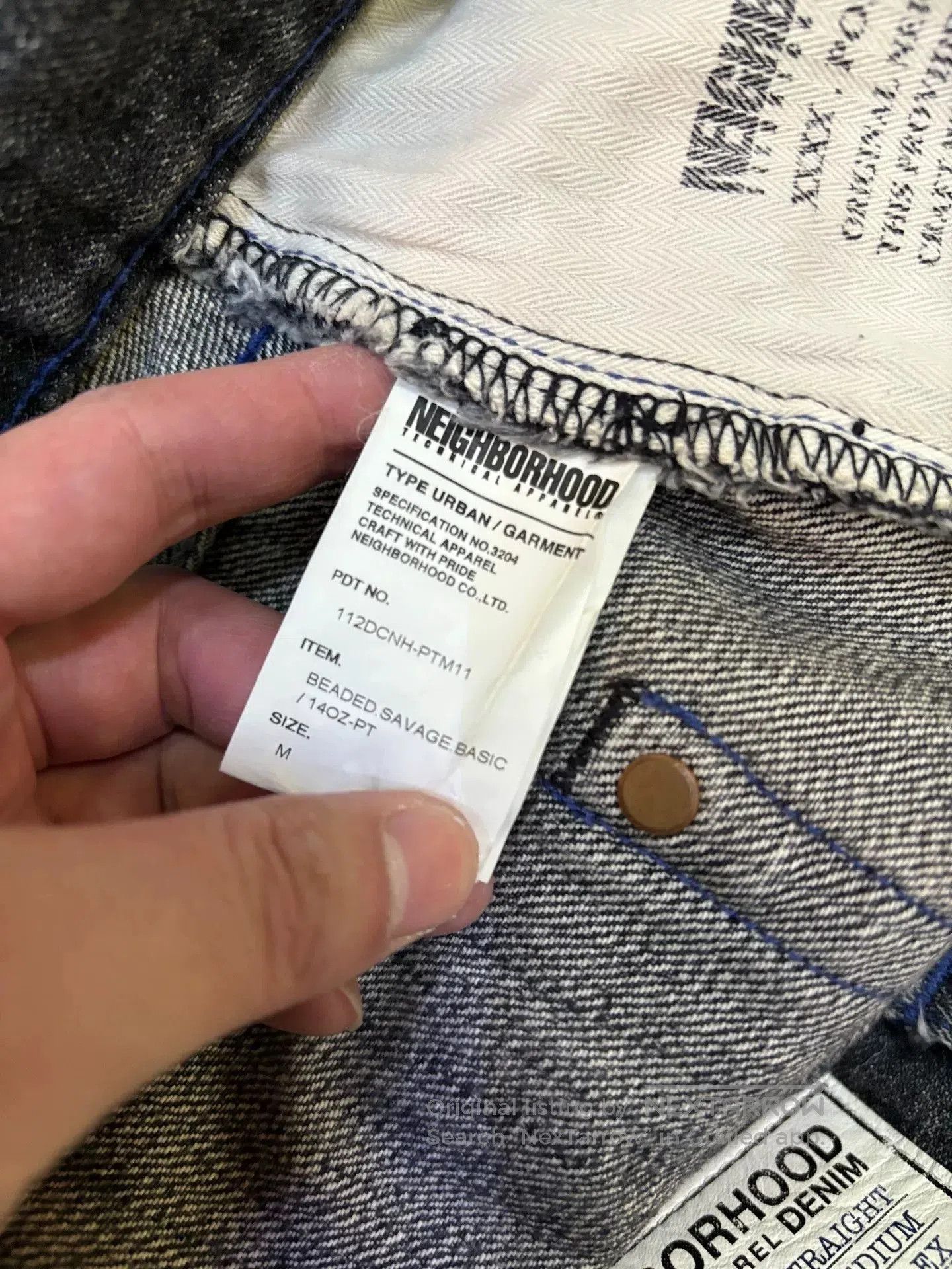 Neighborhood vintage black denim jeans with embellishments. Size US 43 - 9 Thumbnail