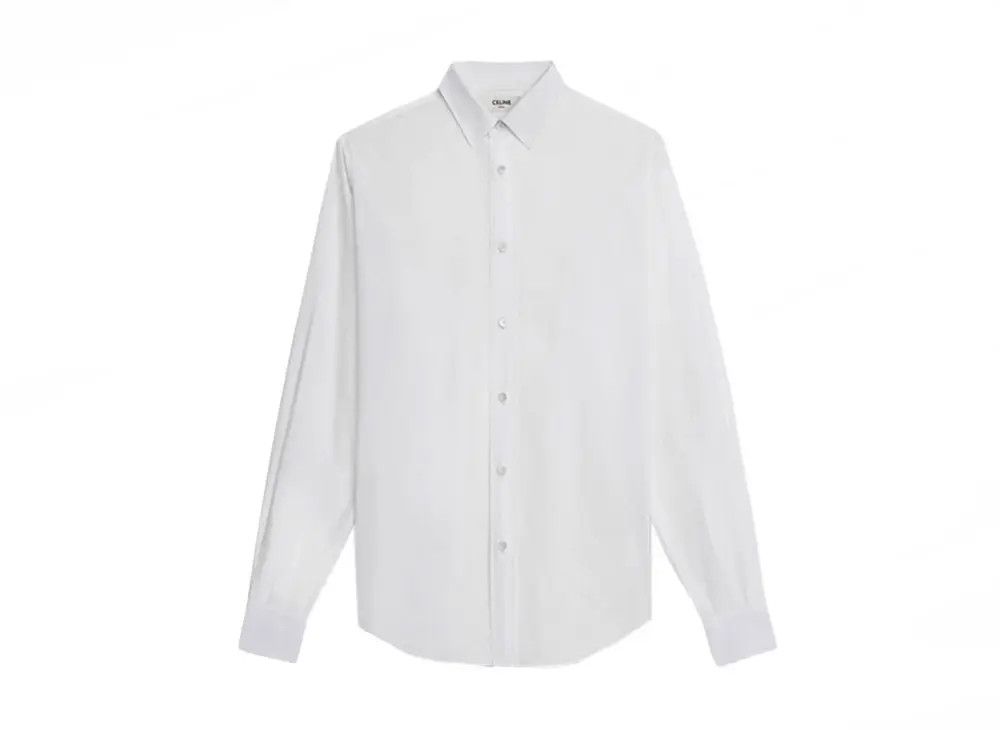 Celine o1bcso1str0924 Classic Shirt in Cotton Poplin in White Size XXS / US 00 / IT 34 - 1 Preview
