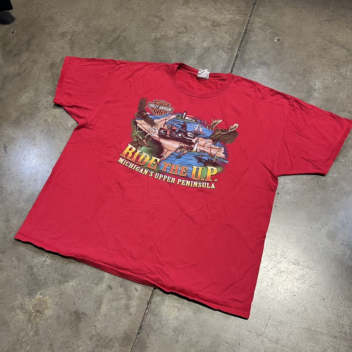 Harley Davidson Vintage Harley Davidson Michigan Motorcycle Biker Tee Eagle Size US XXL / EU 58 / 5 - 2 Thumbnail