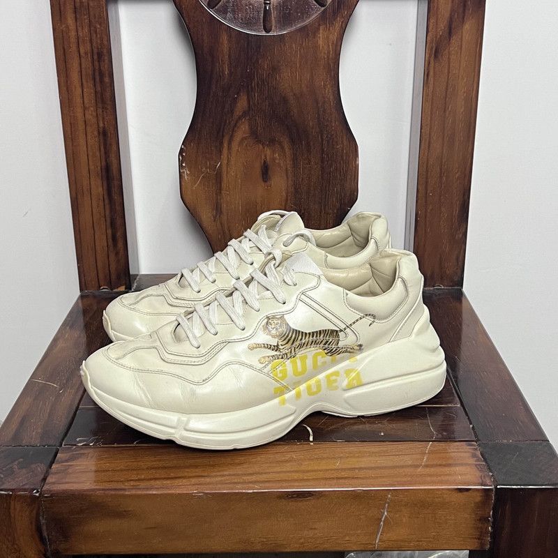 Gucci Gucci Rhyton Leather Dad Sneakers in Ivory - Size US 8.5 / EU 41-42 - 1 Thumbnail