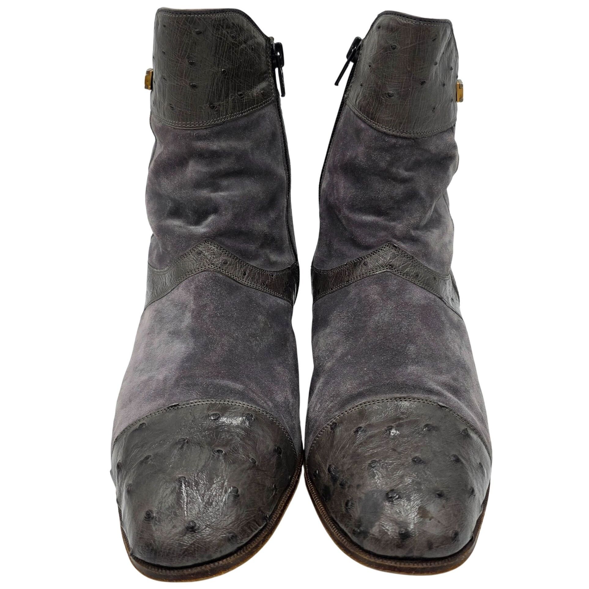 Mauri Vintage Mauri Exotic Ostrich and Suede Gray Dress Shoes Mens Size US 8.5 / EU 41-42 - 13 Thumbnail