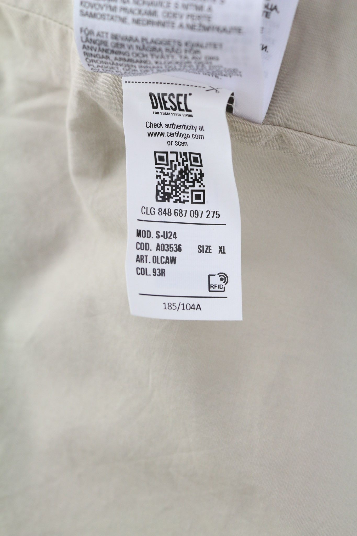 Diesel S-U24 XL Windbreaker Snap Buttons Coated Polo Jacket 40011 Size US XL / EU 56 / 4 - 14 Thumbnail