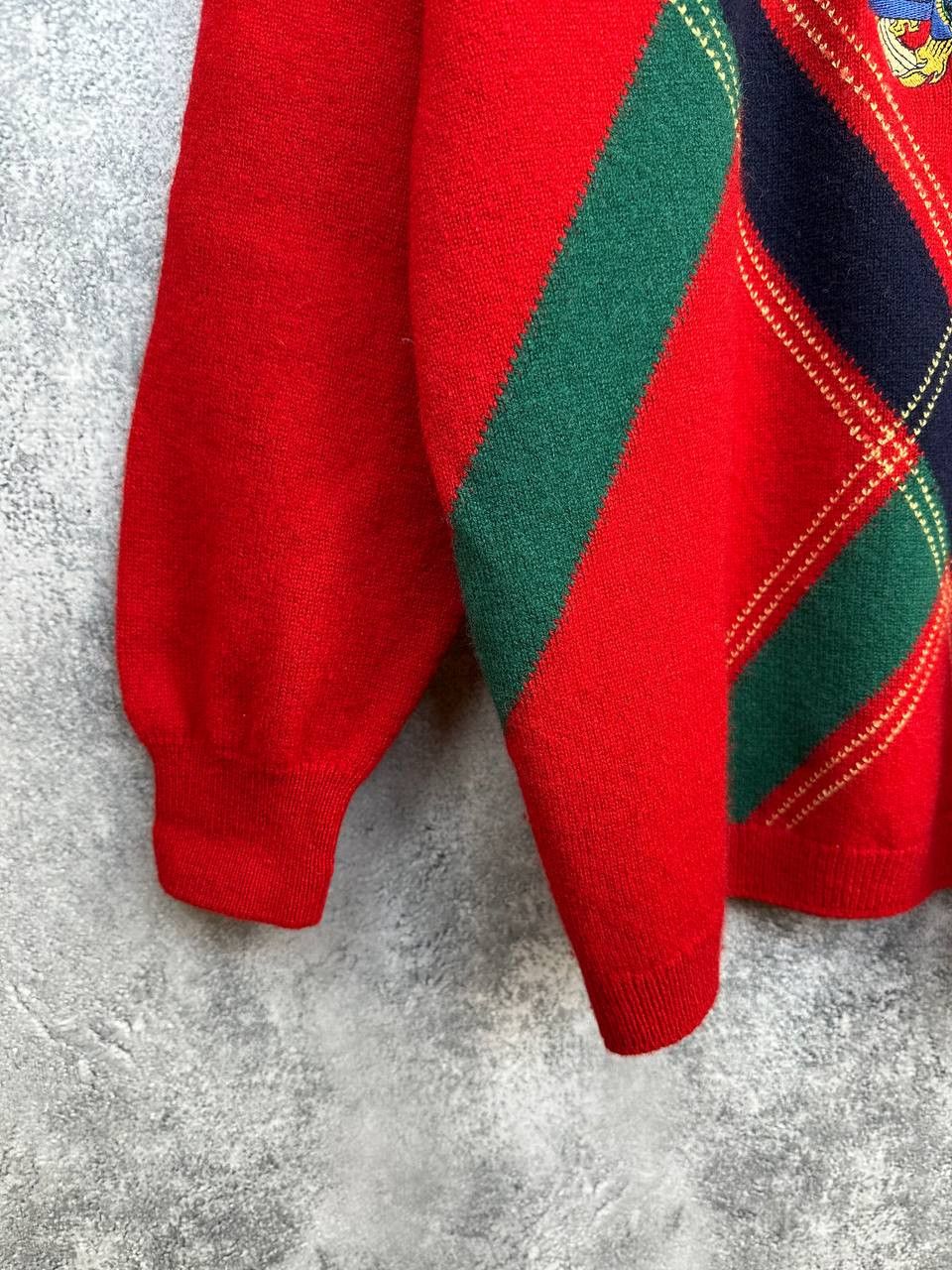 Pringle Of Scotland Pringle of Scotland Argyle Golf Crest Red Wool Knit Sweater Size US XL / EU 56 / 4 - 6 Thumbnail