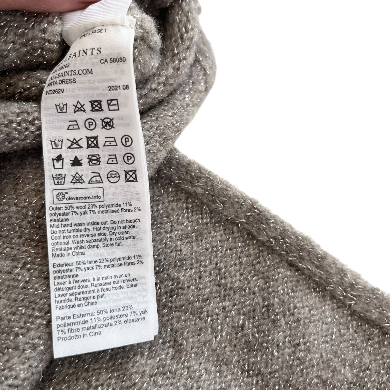 Allsaints All Saints Tan Silver Metallic Thread Oversized Sweater Size S / US 4 / IT 40 - 10 Thumbnail